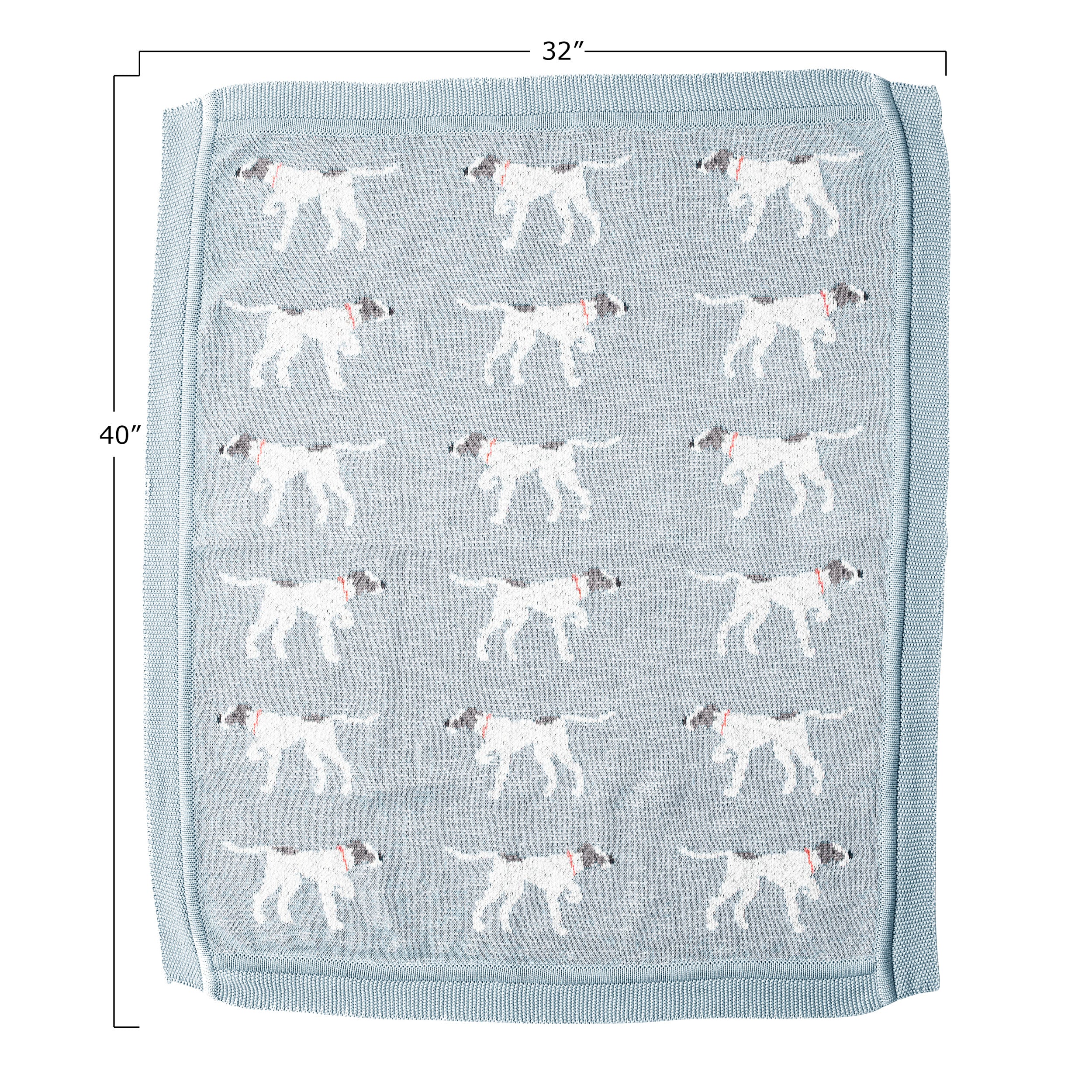 Cotton Knit Baby Blanket w/ Dogs