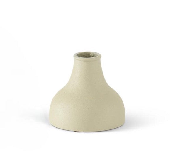 3.25” Textured Ivory Metal Long Neck Vase