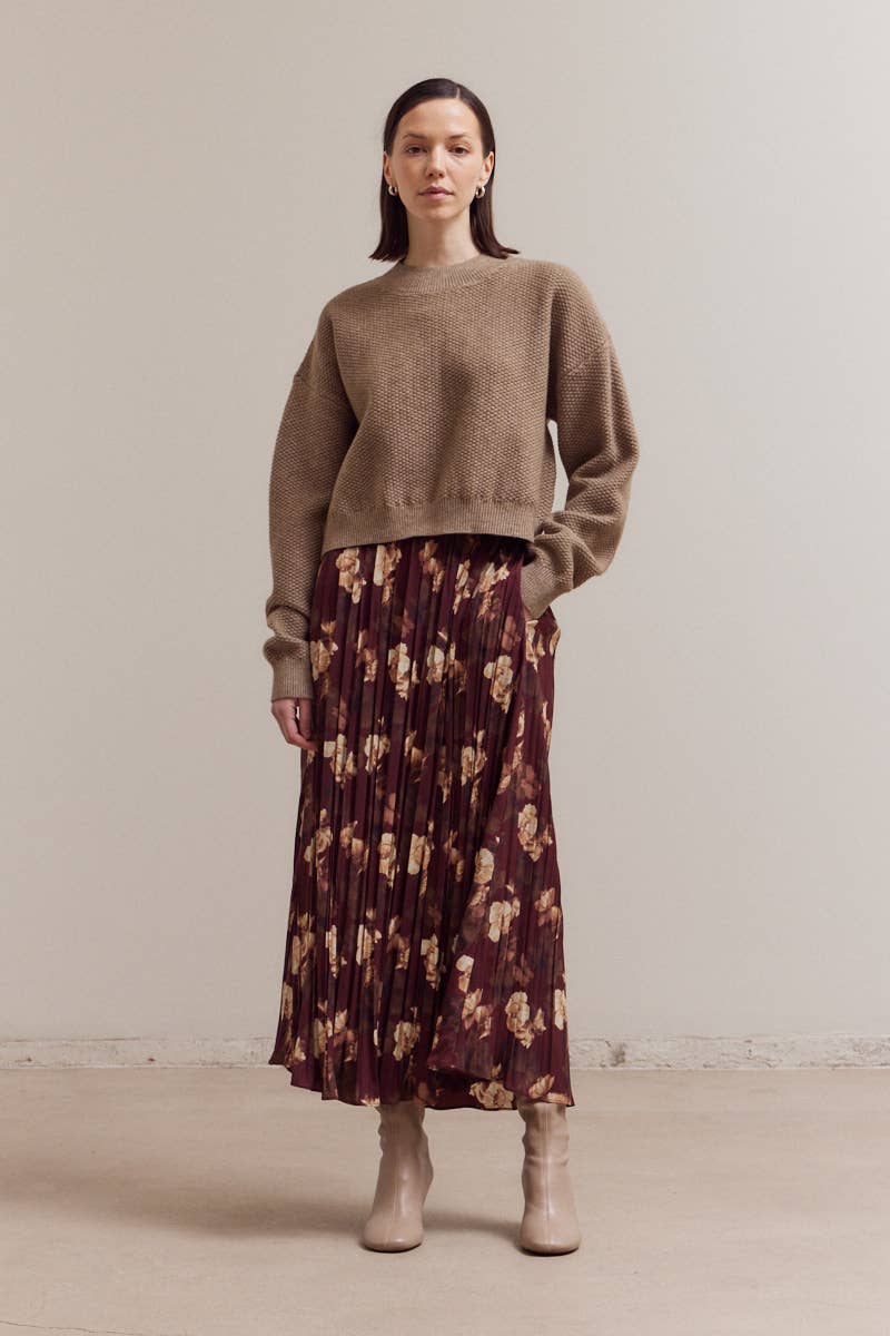 Cropped Knit Crewneck Top