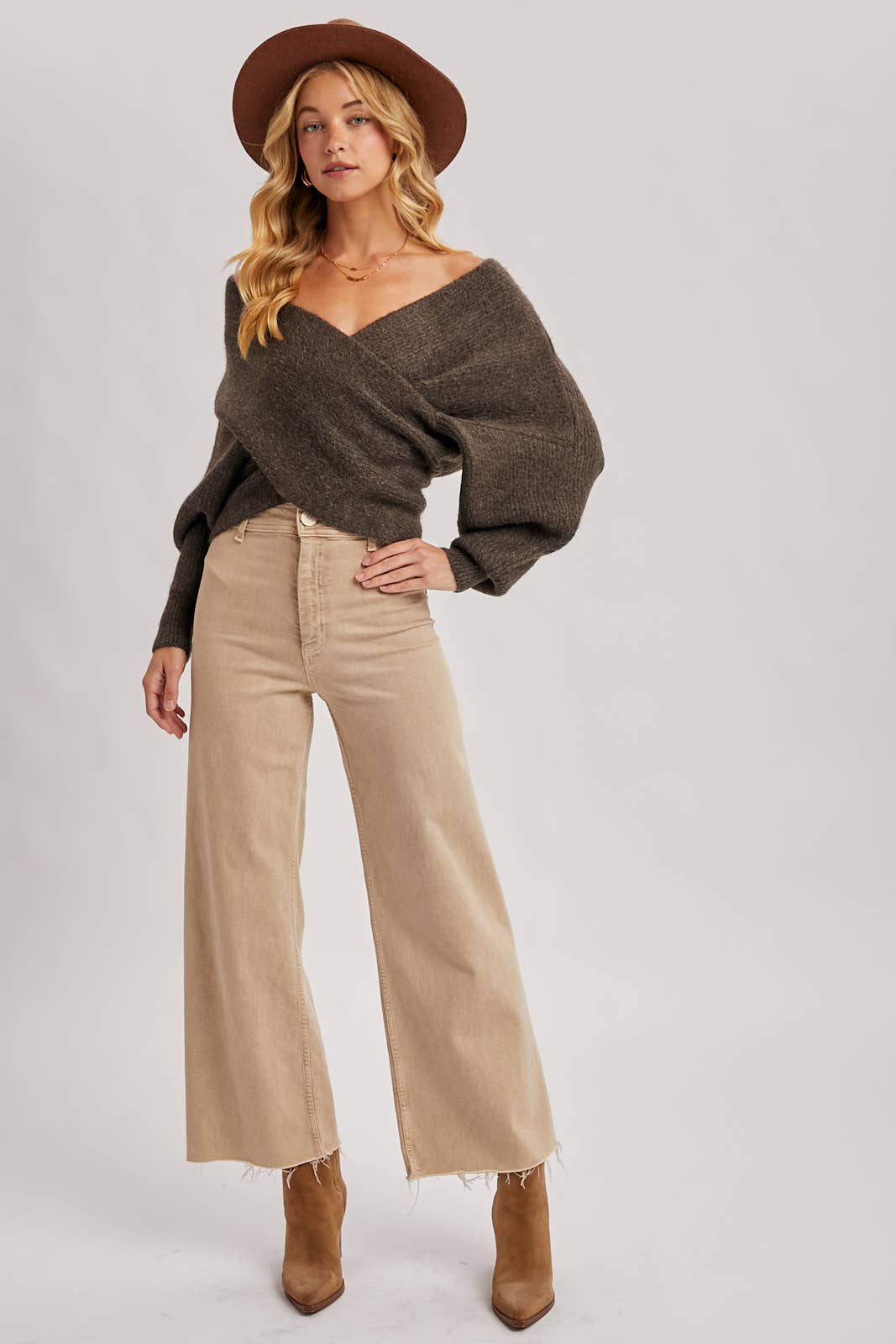 Crossover Ribbed Sweater