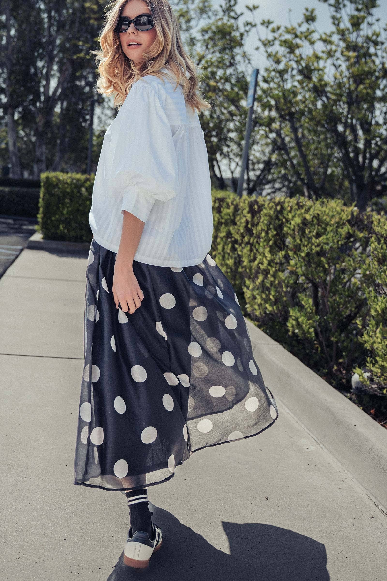 Polka Dot Midi Skirt