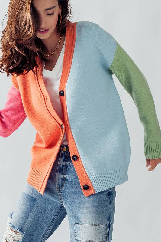 V-Neck Cardigan - Sherbert