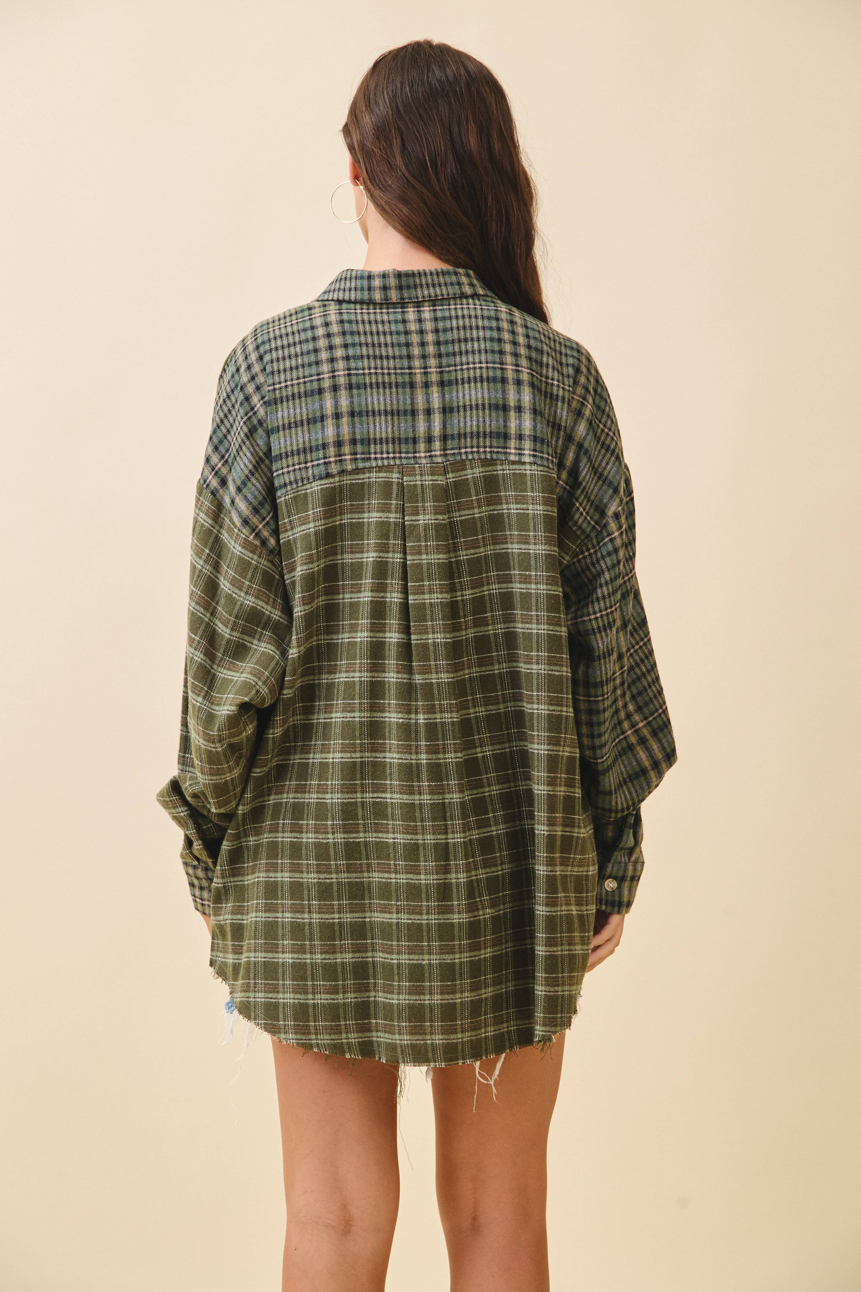 Patchwork Plaid Flannel Shirt