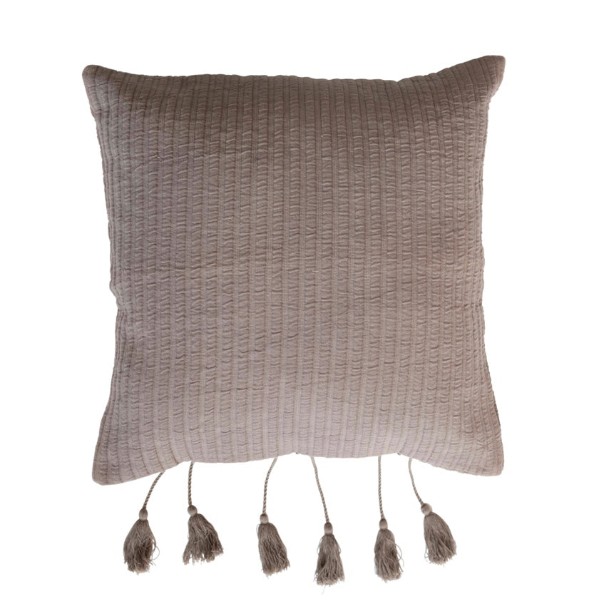 Square Woven Cotton Pillow w/ Tassel Ties
