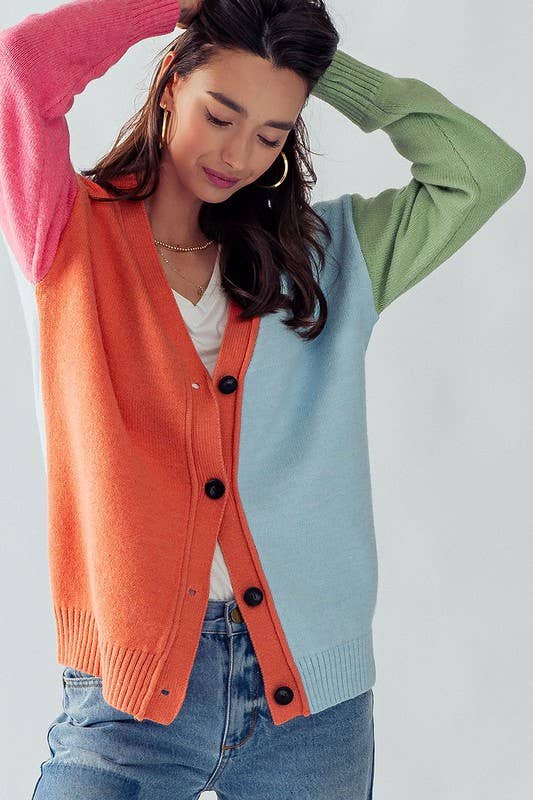 V-Neck Cardigan - Sherbert