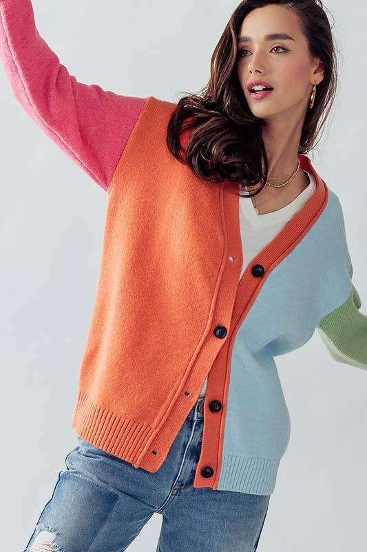 V-Neck Cardigan - Sherbert