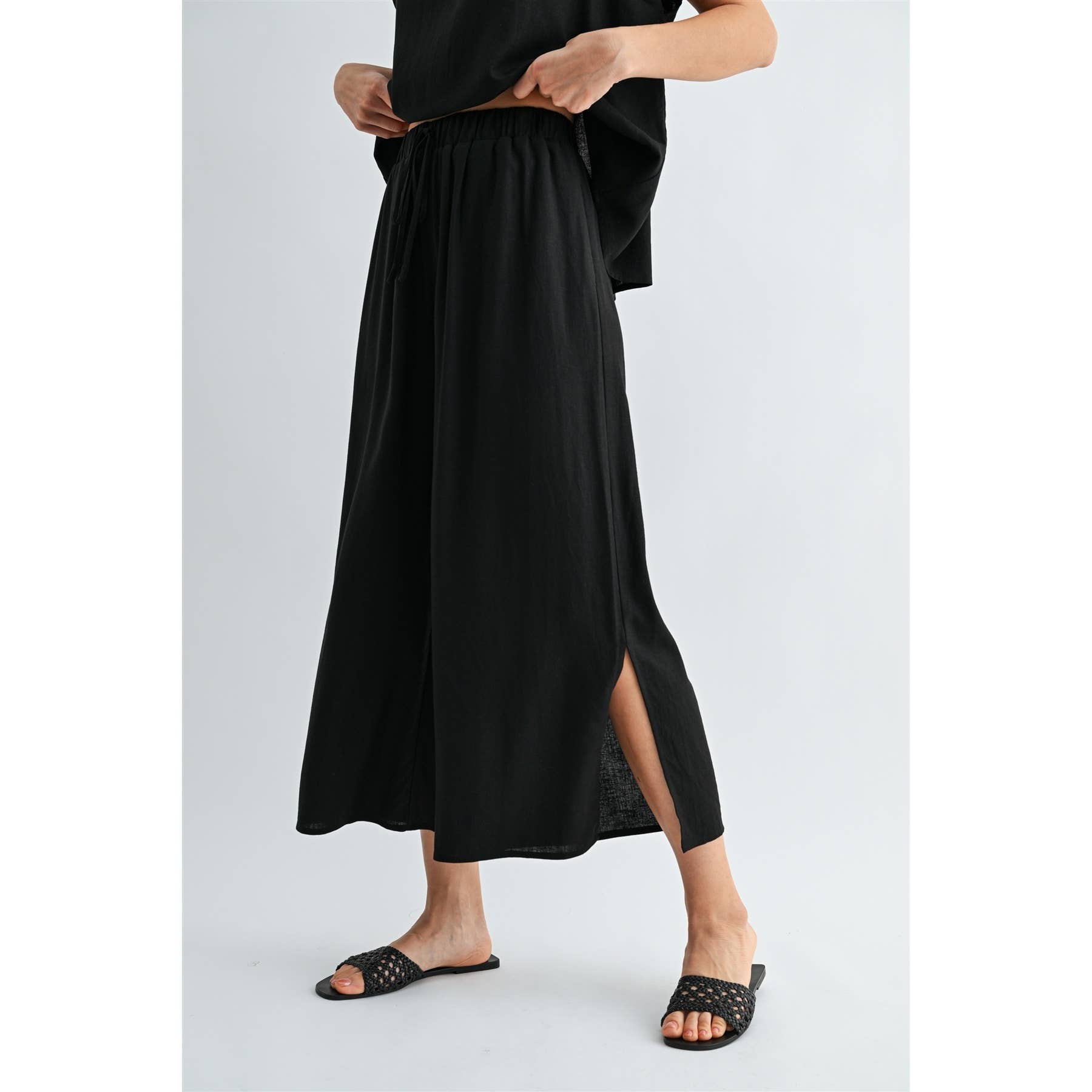 Side Slit Linen Pants