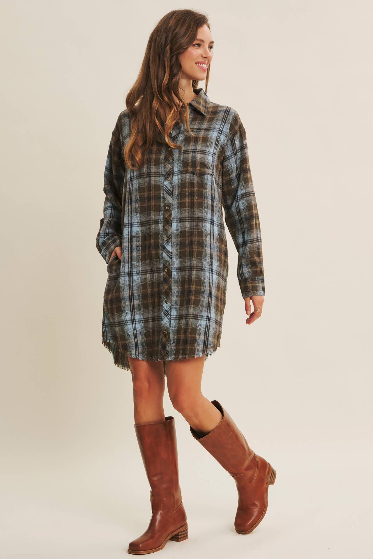Mineral Wash Plaid Dress