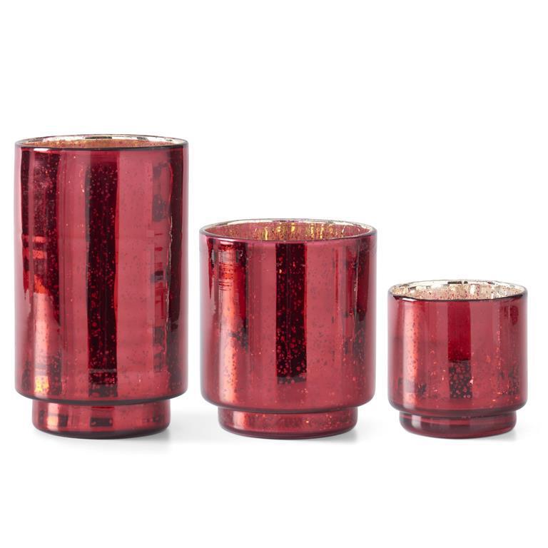 Red Mercury Glass Cylinder Vases