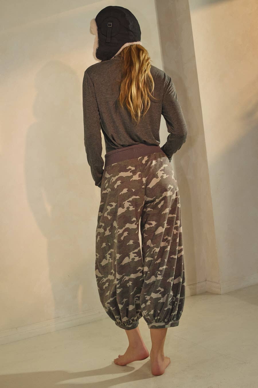 Acid Washed Camo Print Bubble Pants