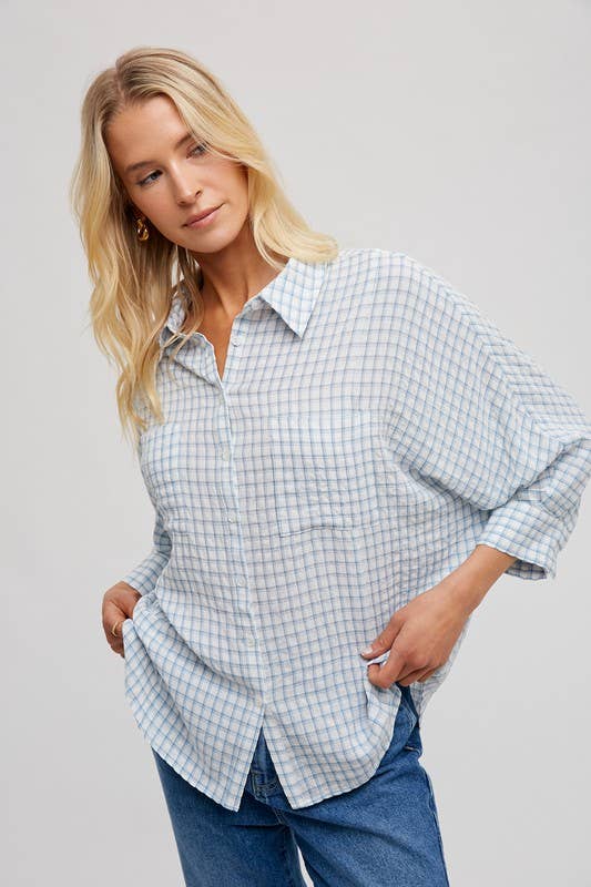 Pale Blue Plaid Shirt