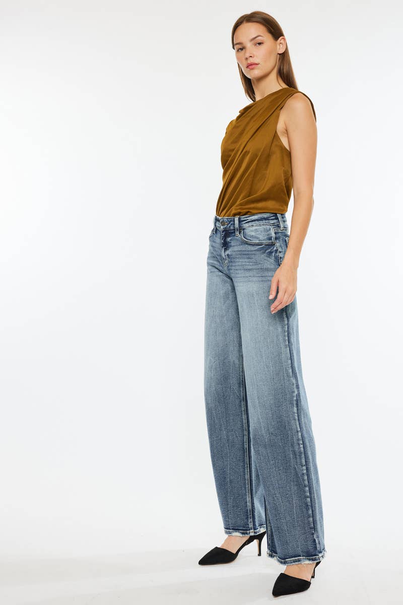 Mid Rise Wide Leg Jeans