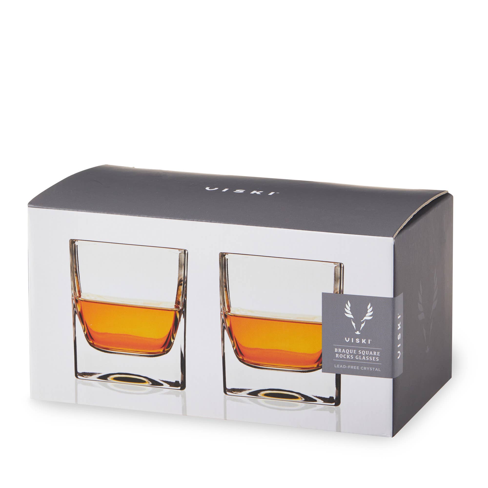 Braque Heavy Base Square Crystal Rocks Glasses