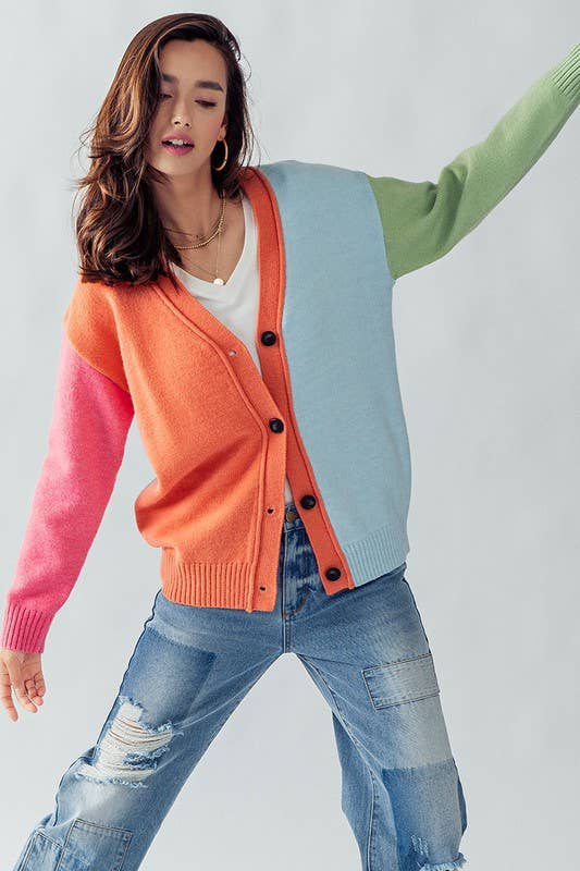 V-Neck Cardigan - Sherbert