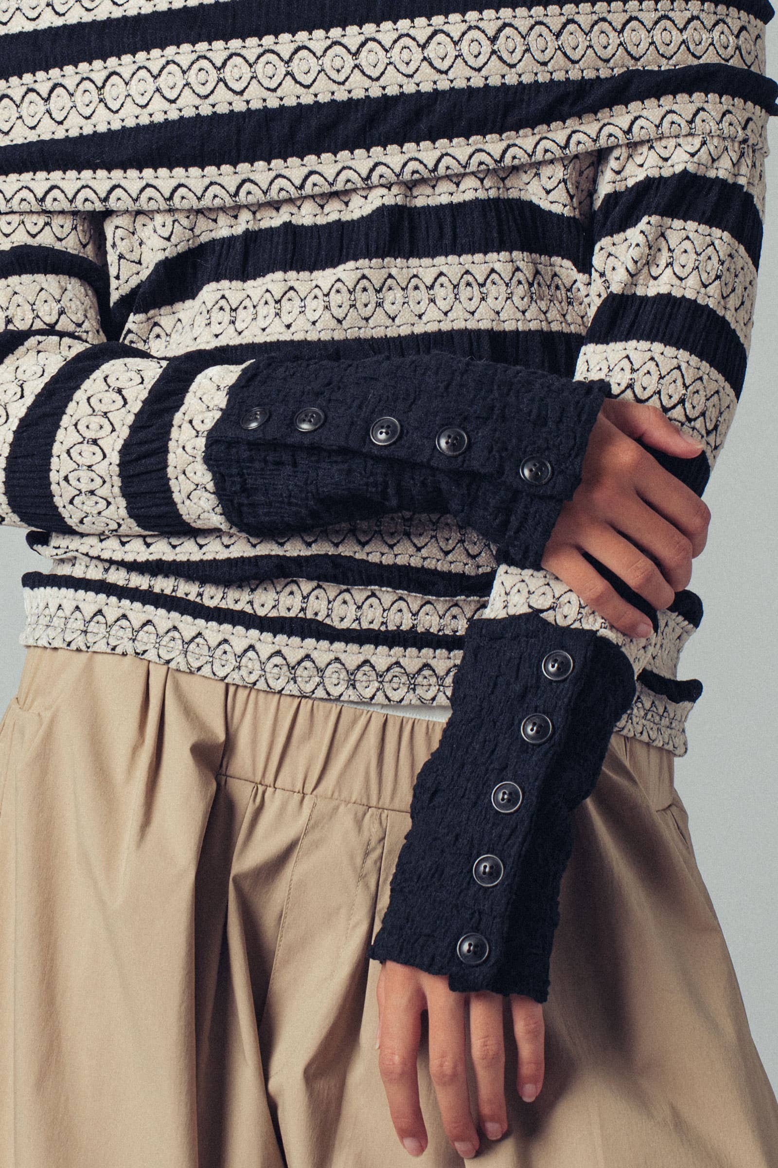 Off-Shoulder Button Cuff Top