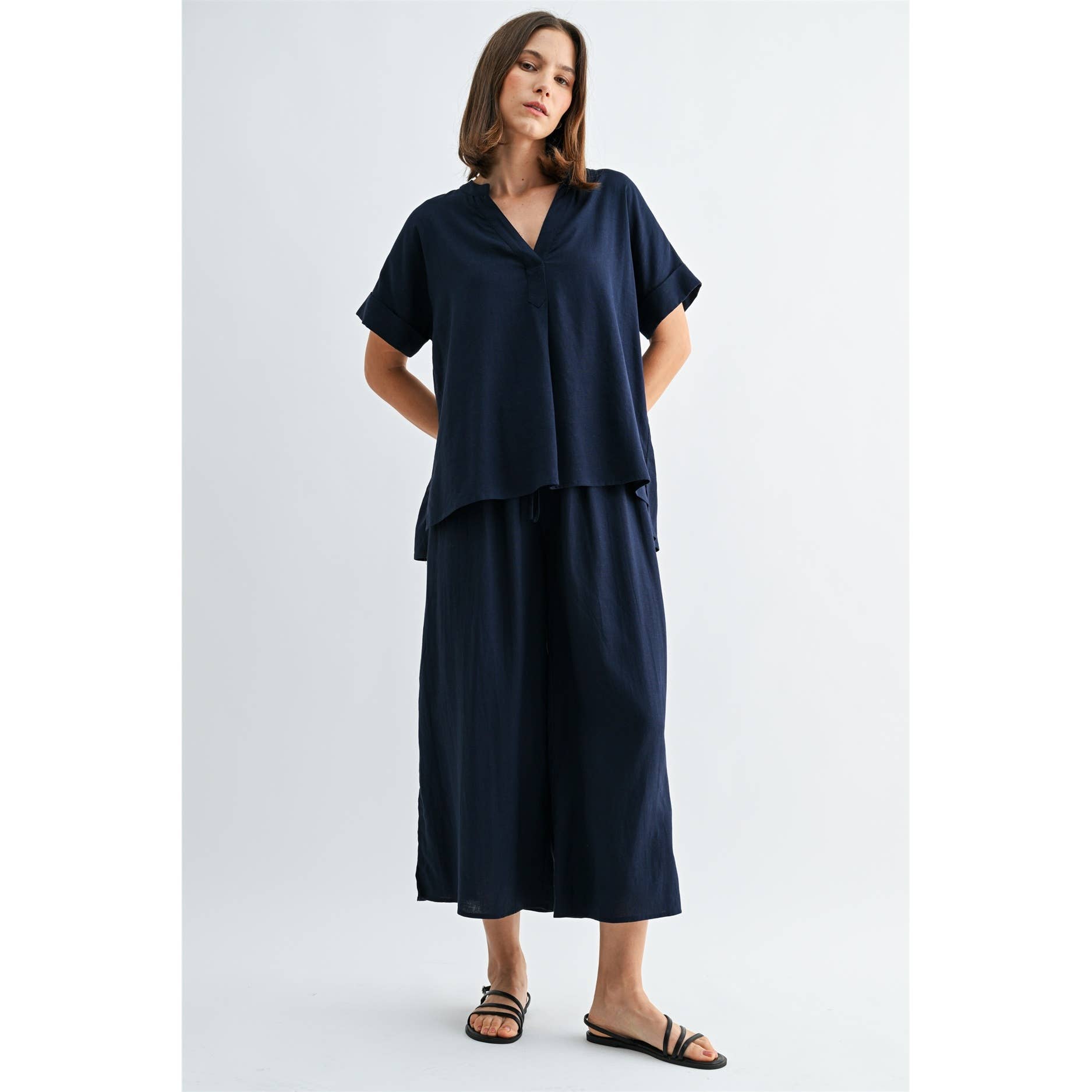 Side Slit Linen Pants