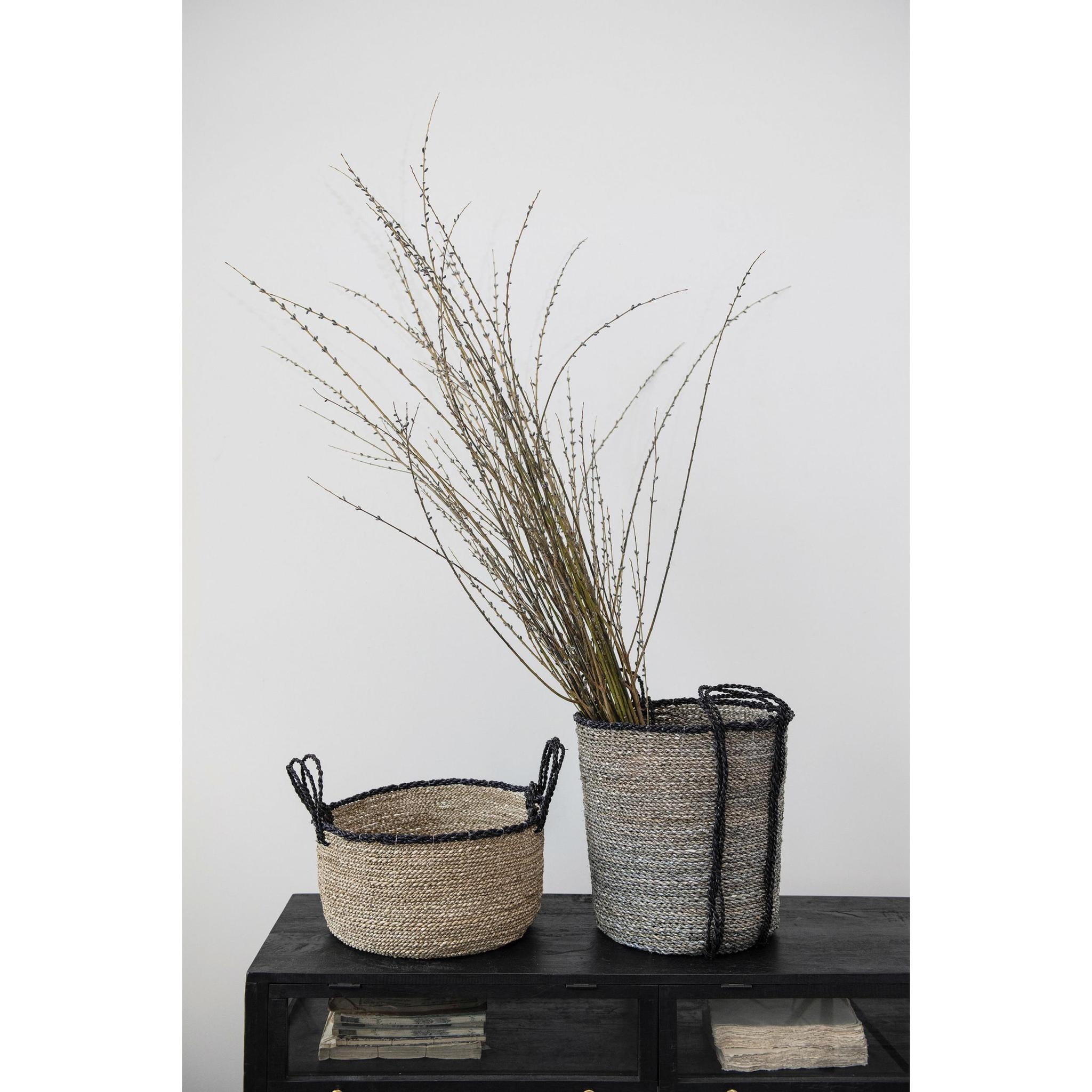 Hand-Woven Seagrass Basket w/ Handles - Large