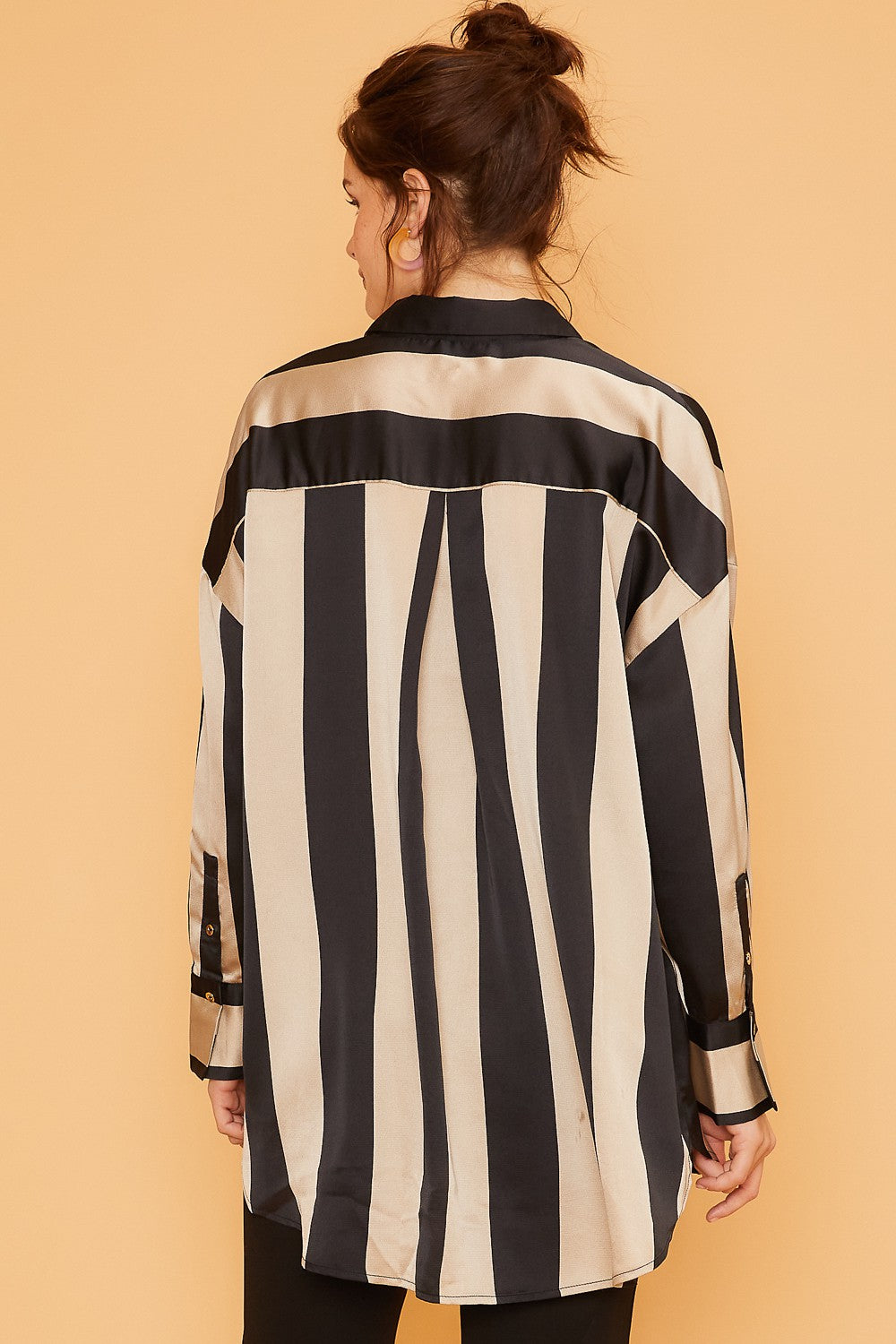 Wide Stripe Satin Blouse