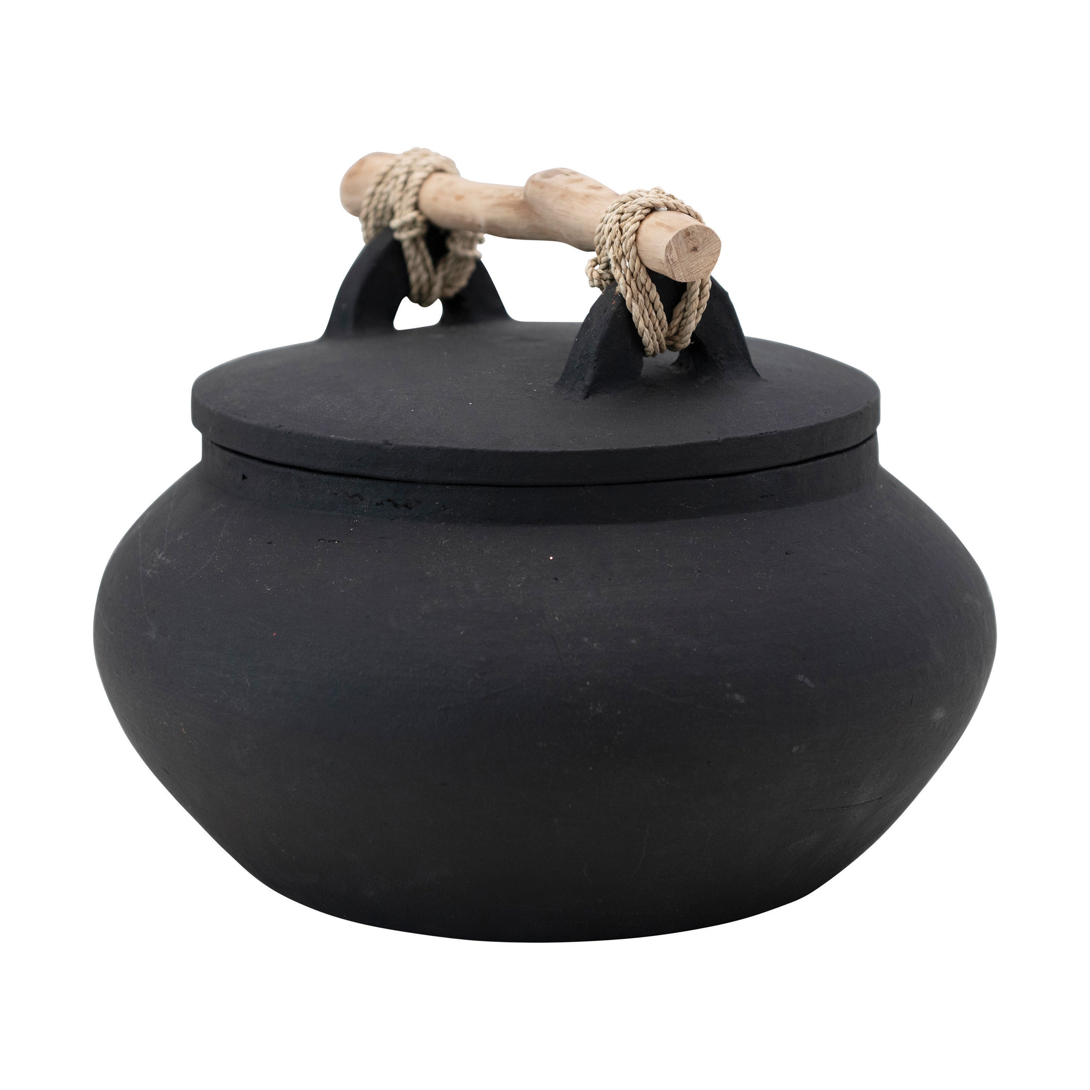 Terra-cotta Pot w/ Lid and Driftwood Handle