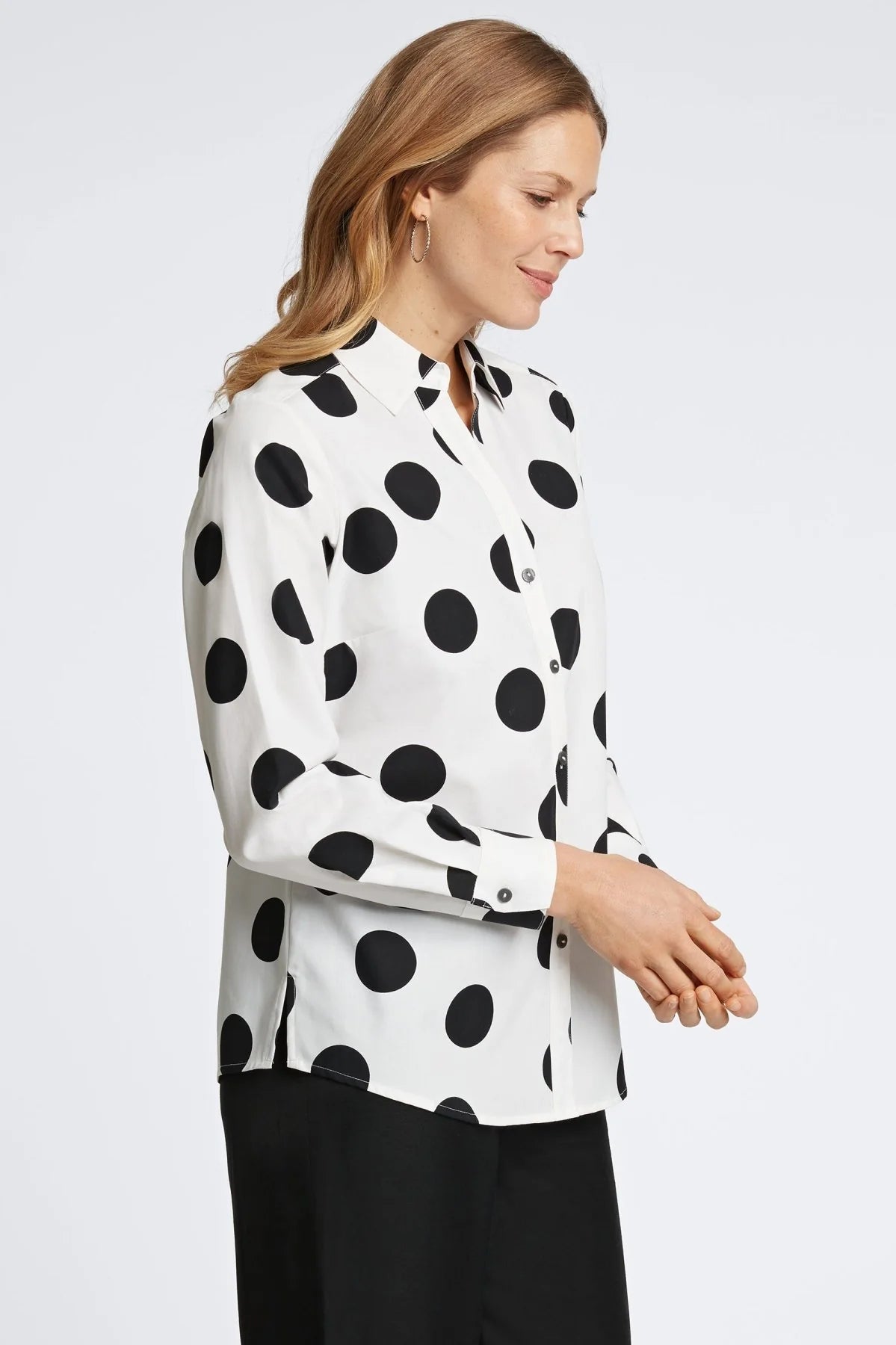 Mary No Iron Black & White Dot Shirt