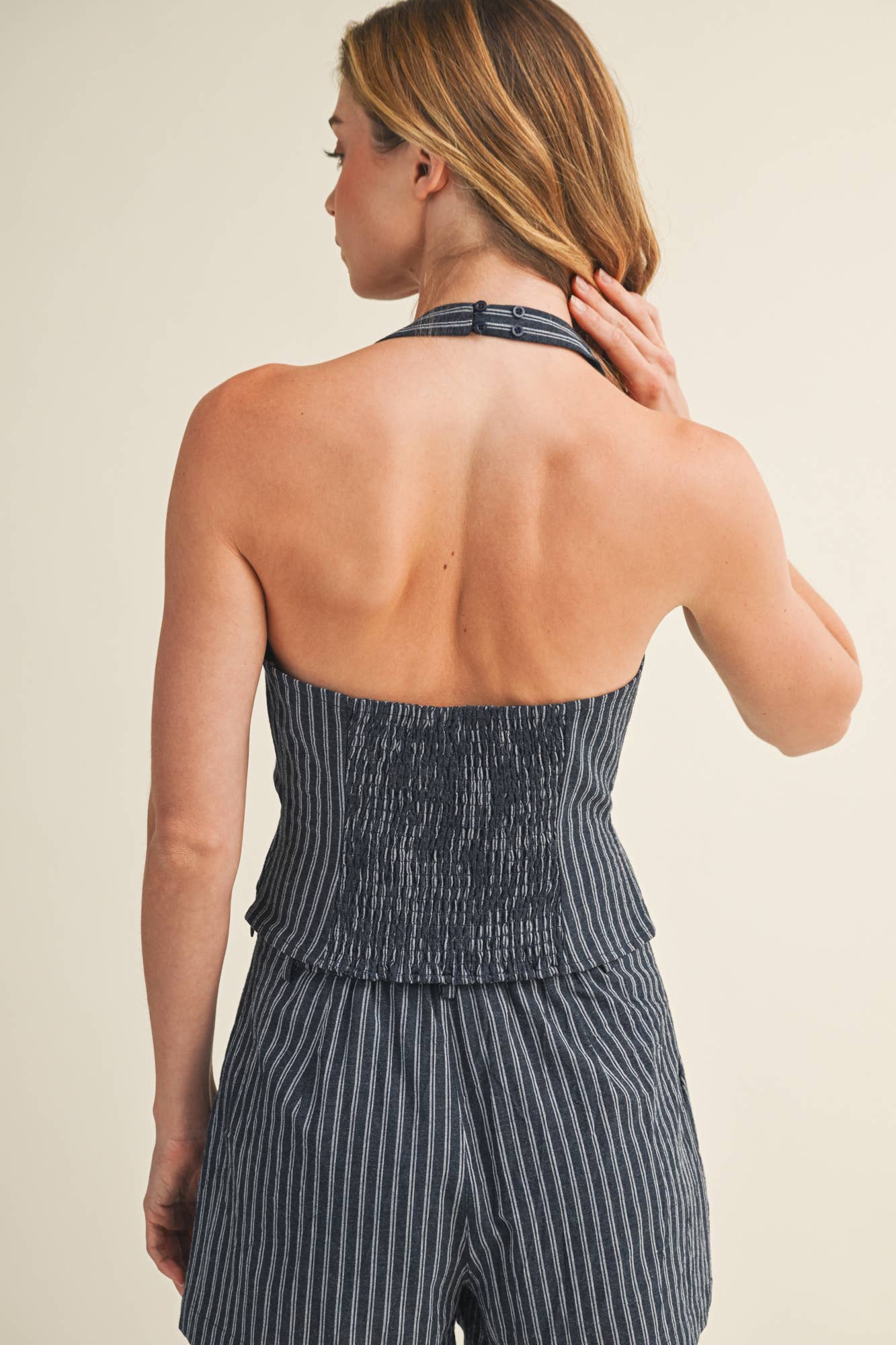 Surplice Smocked Halter Top