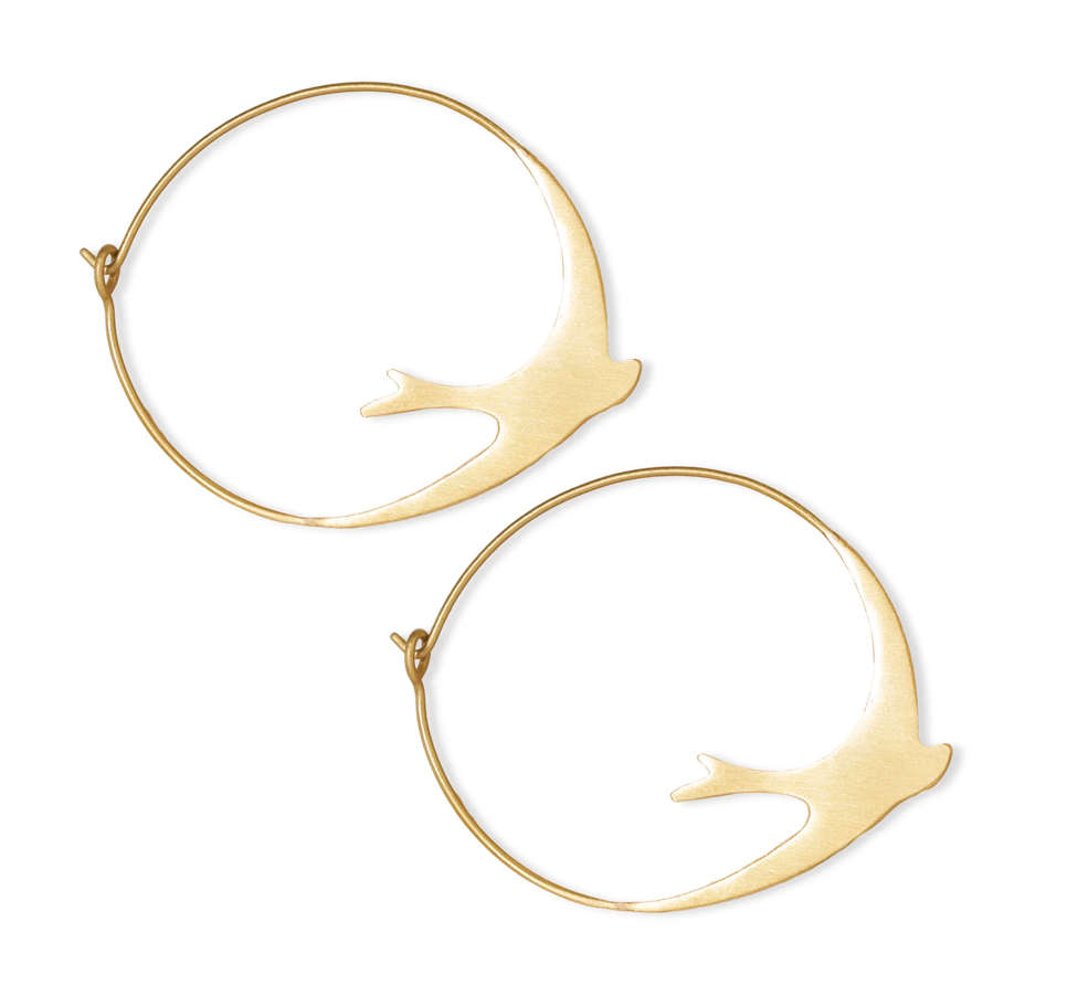 Amelia Circle Bird Hoop Earrings