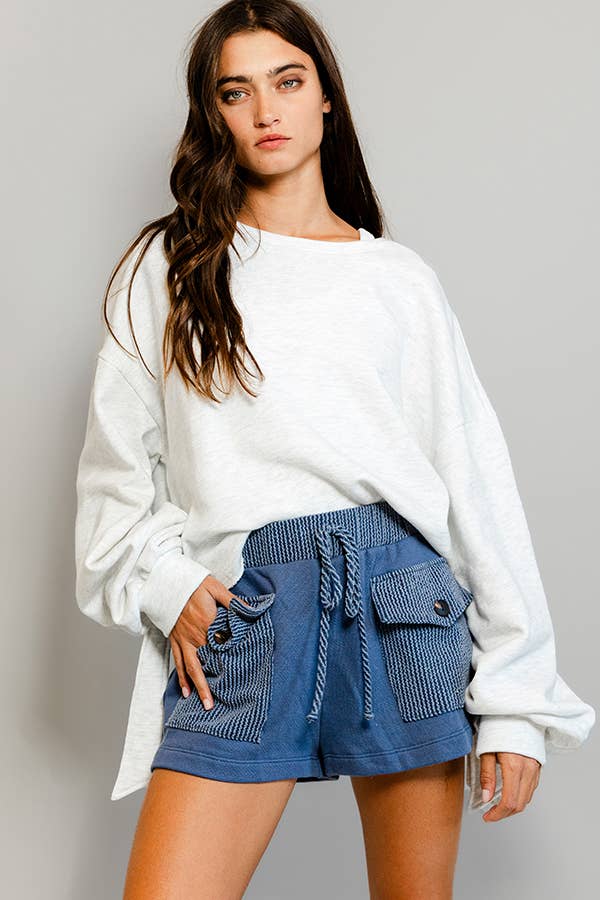 Side Tie Raw Edge Sweatshirt