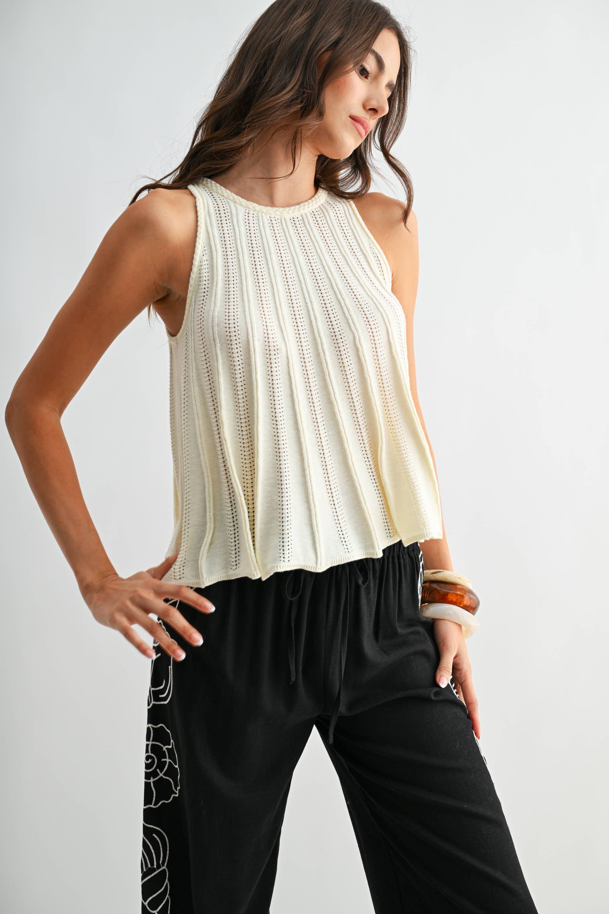Knit Top with Flared Hem