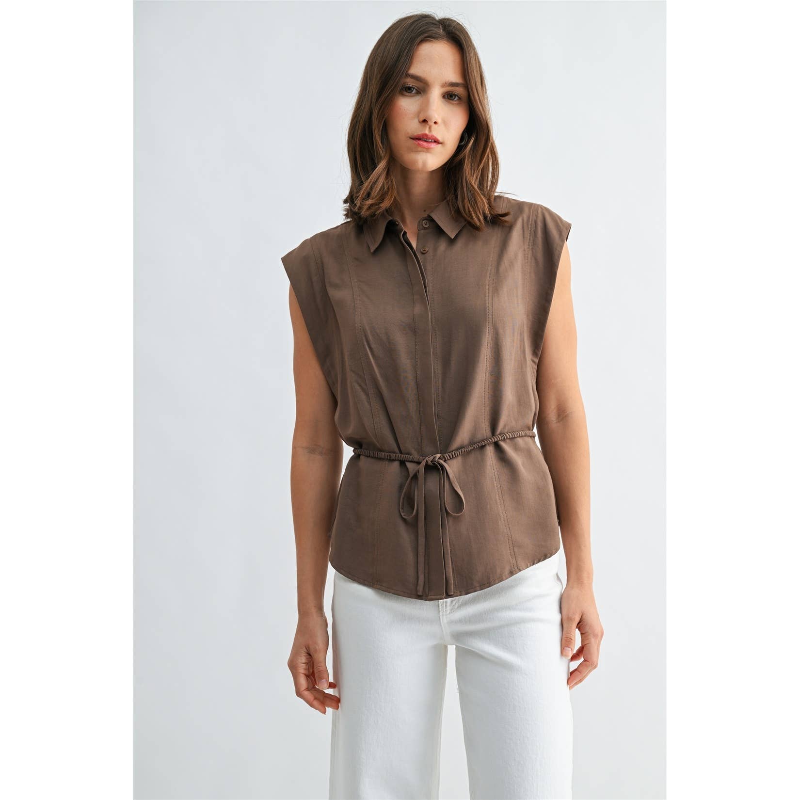 Sleevelss Tie Waist Top