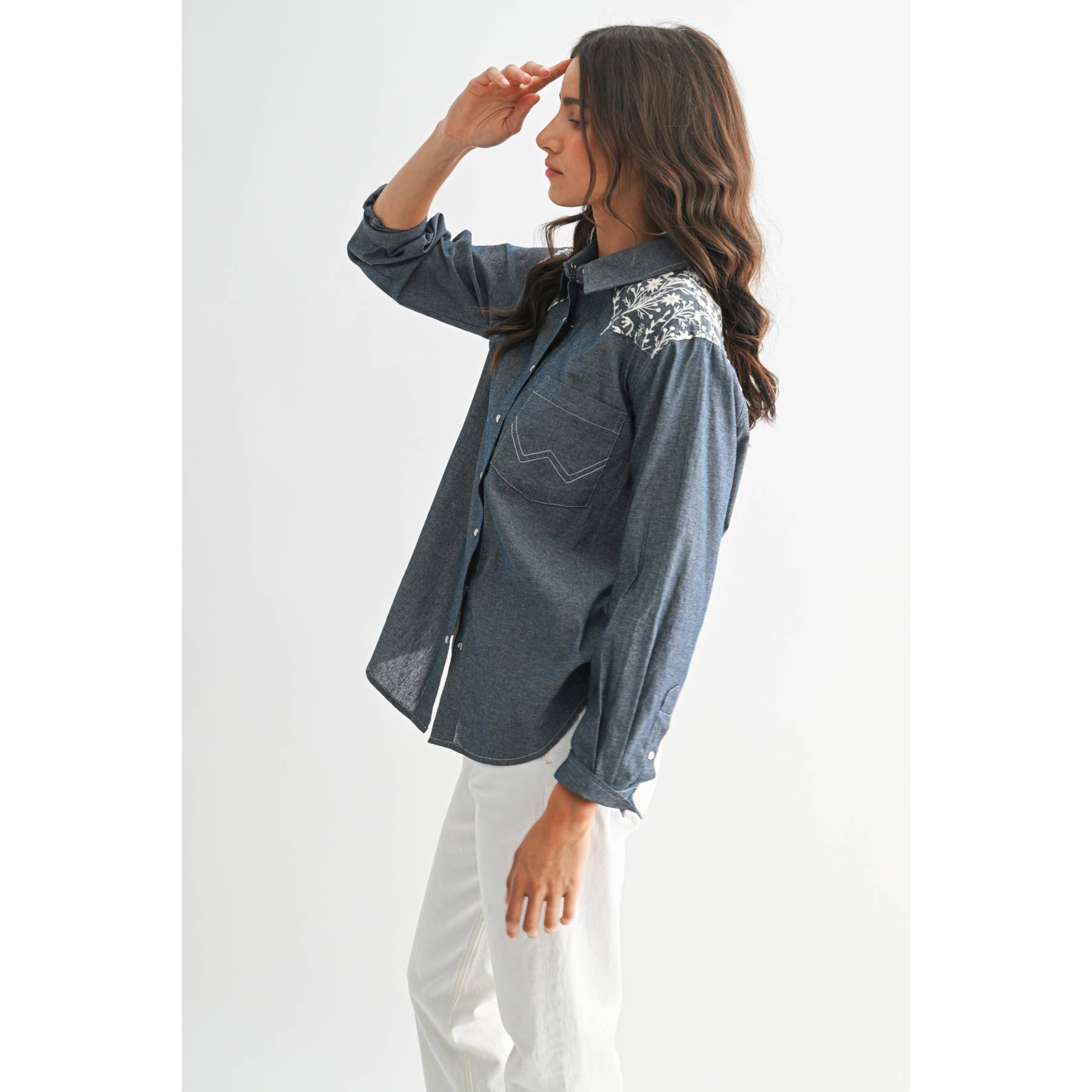 Embroidered Denim Shirt