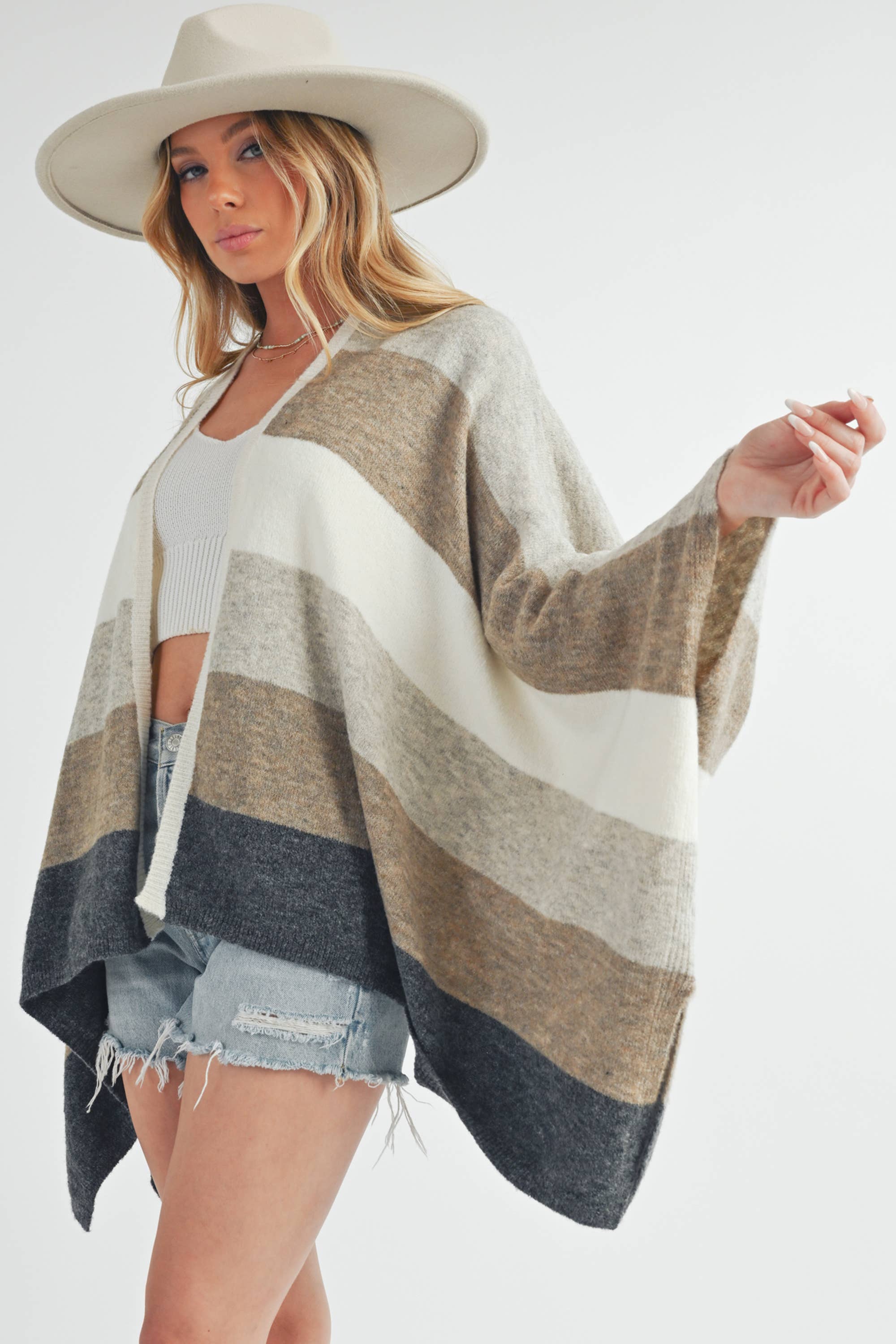 Striped Poncho Cardigan