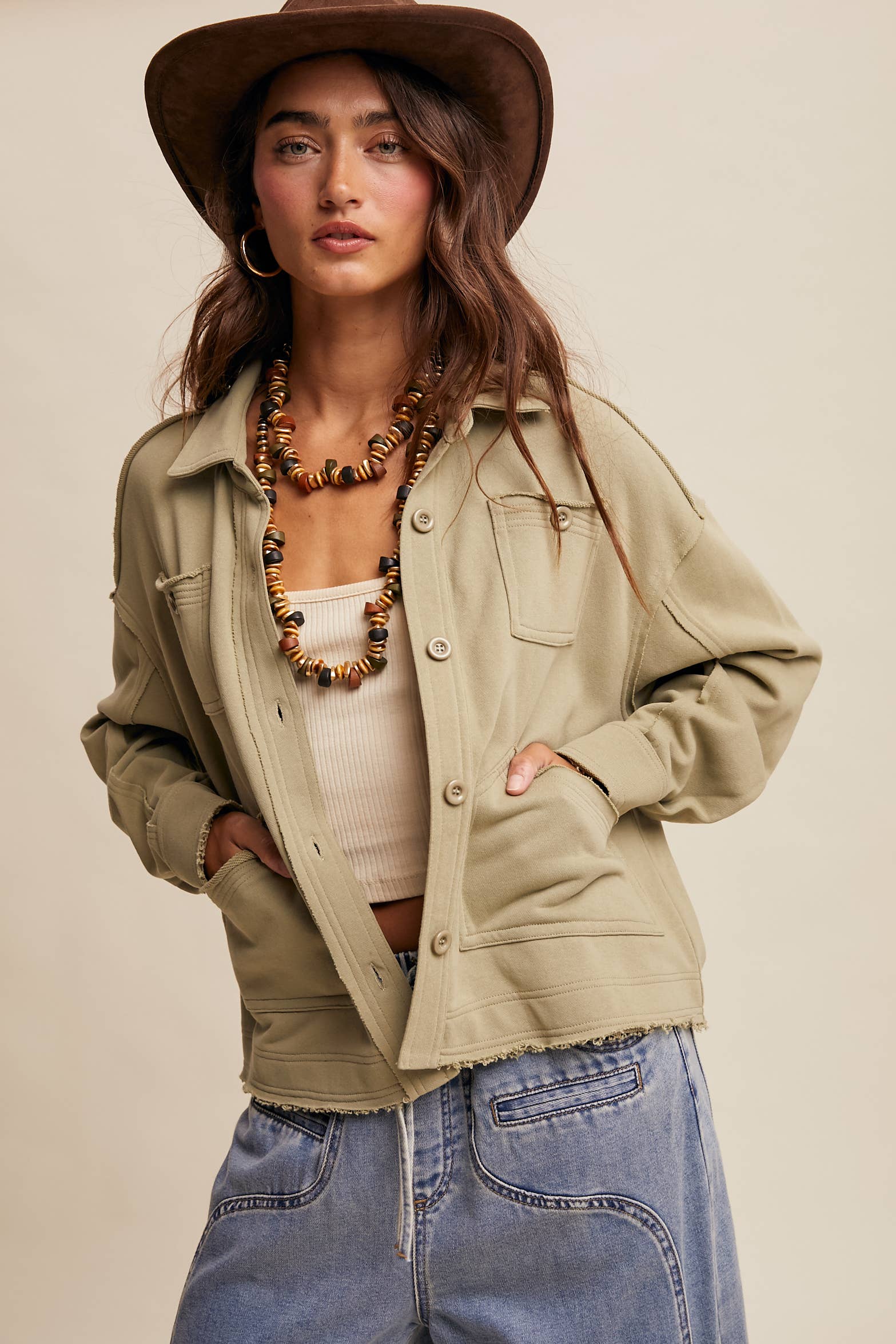 Washed Knit Utility Shacket