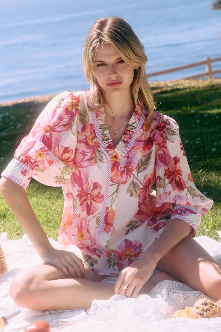 Ruffled Floral Print Top