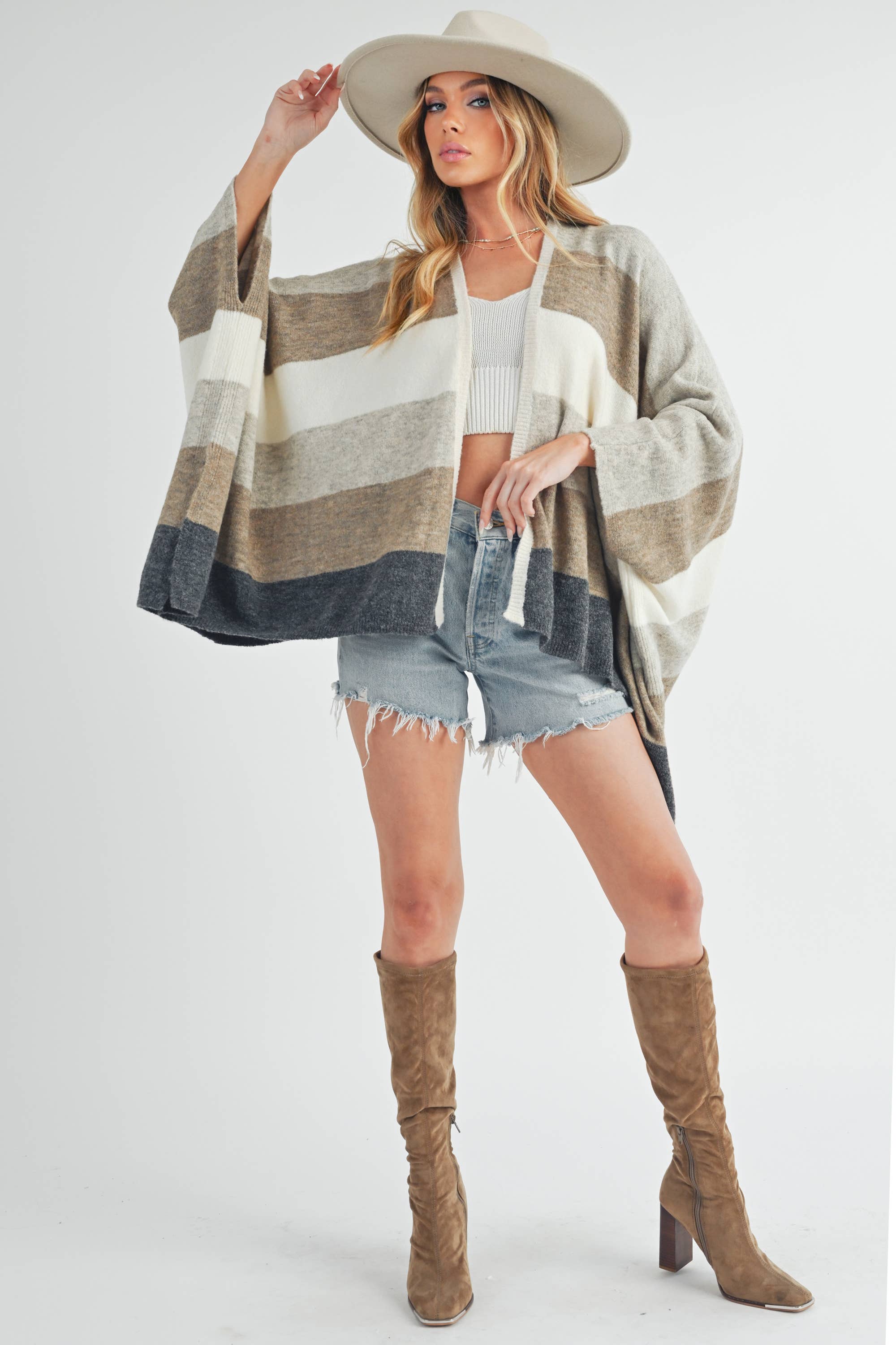 Striped Poncho Cardigan