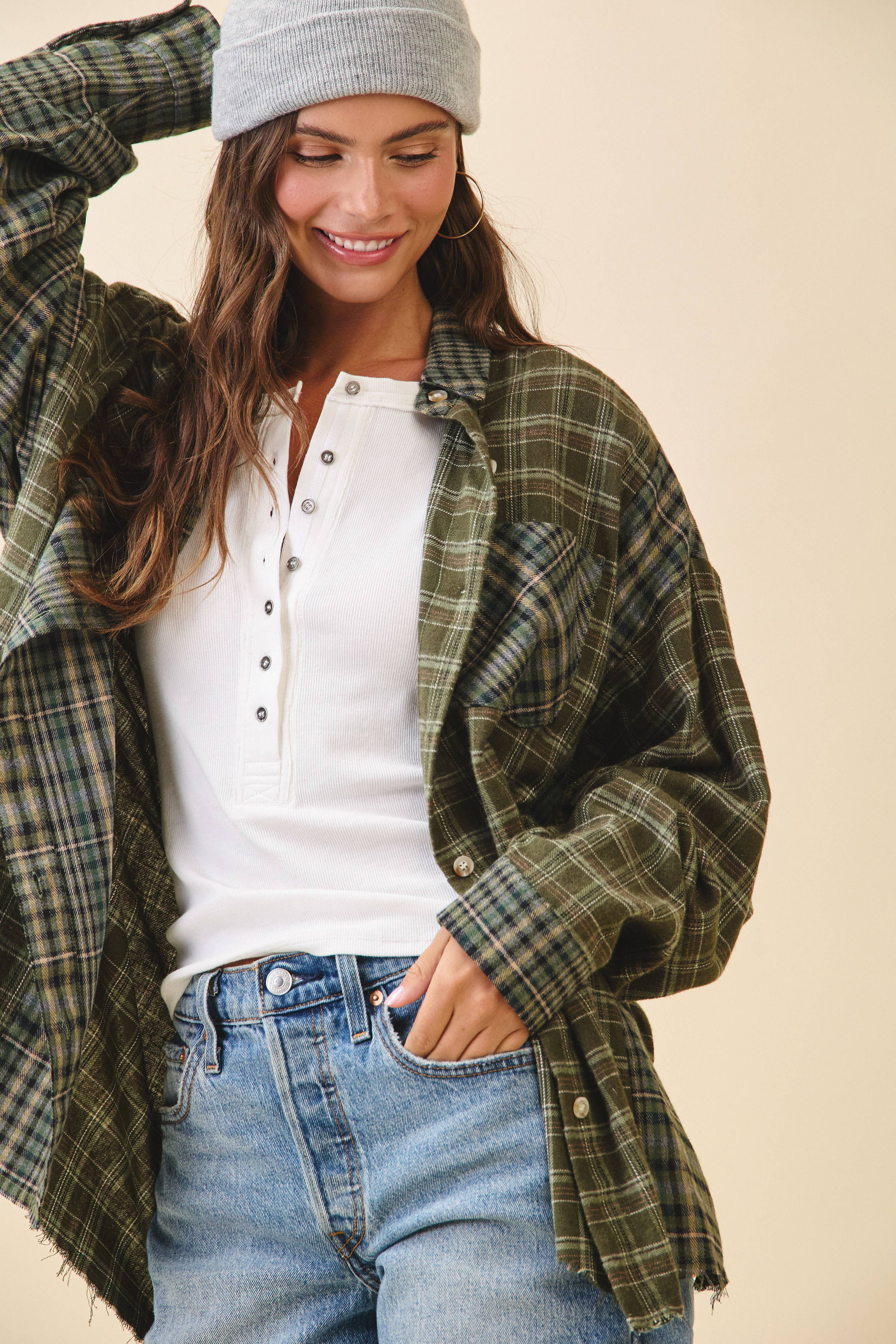 Patchwork Plaid Flannel Shirt