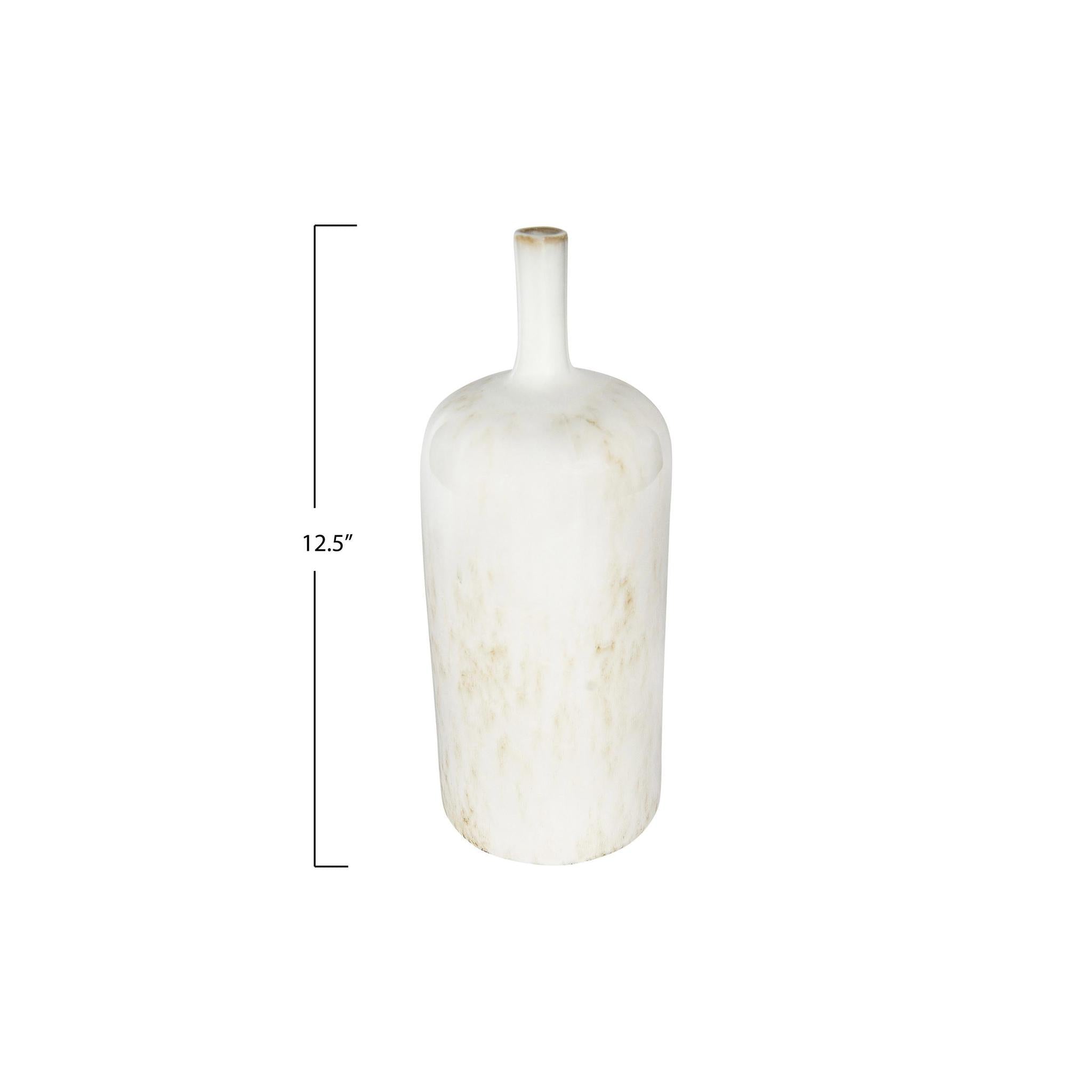 Stoneware vase w/ Thin Neck - White