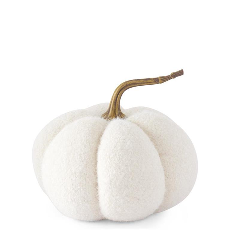 Fuzzy White Knit Pumpkin