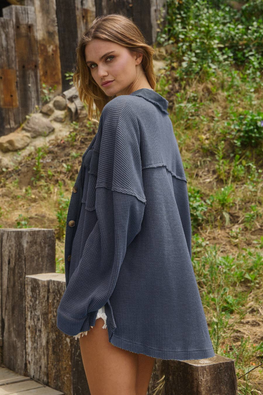 Acid Washed Thermal Oversized Shacket