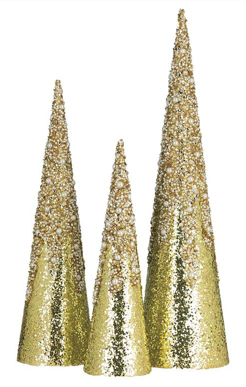 Sequin and Pearl Trees - Gold