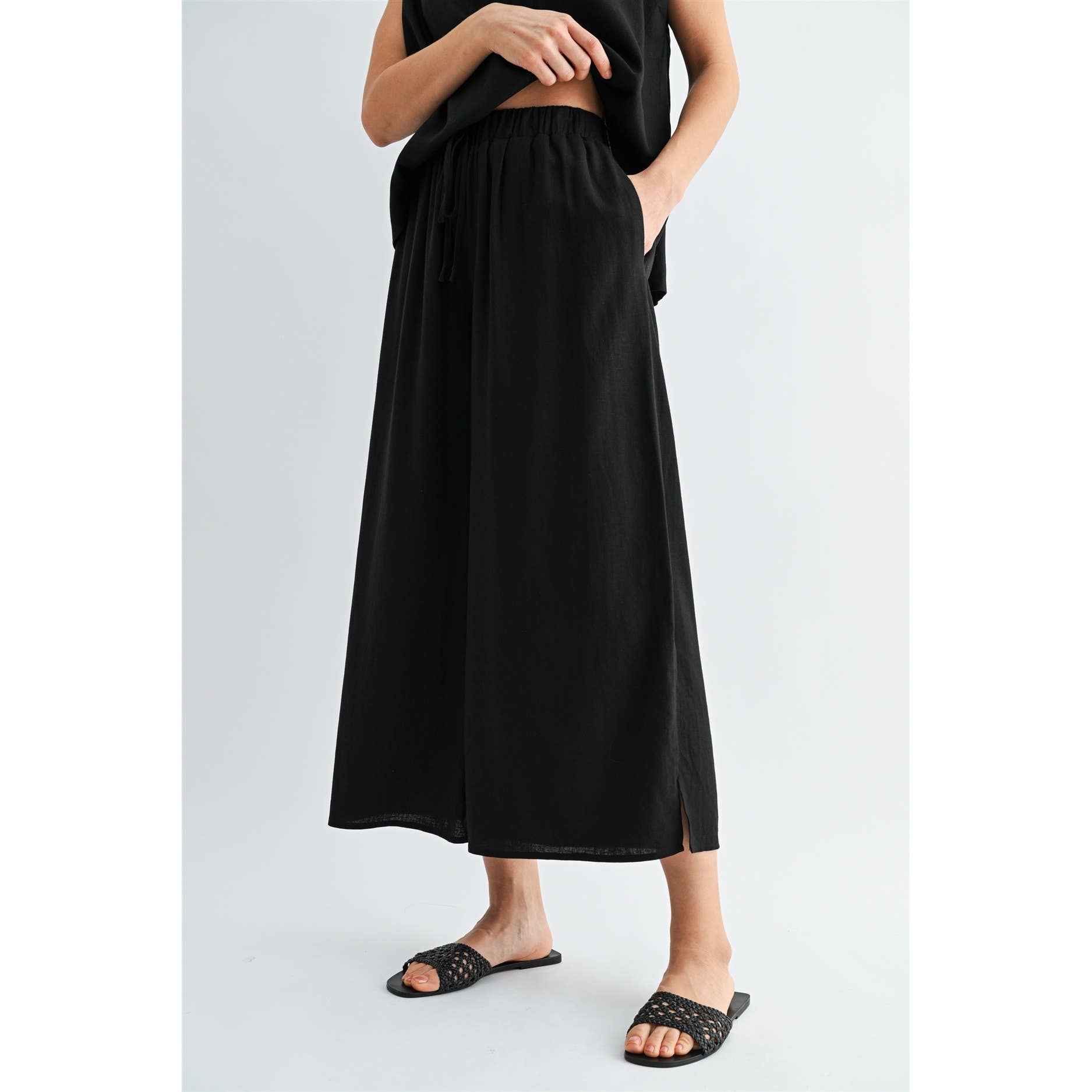Side Slit Linen Pants