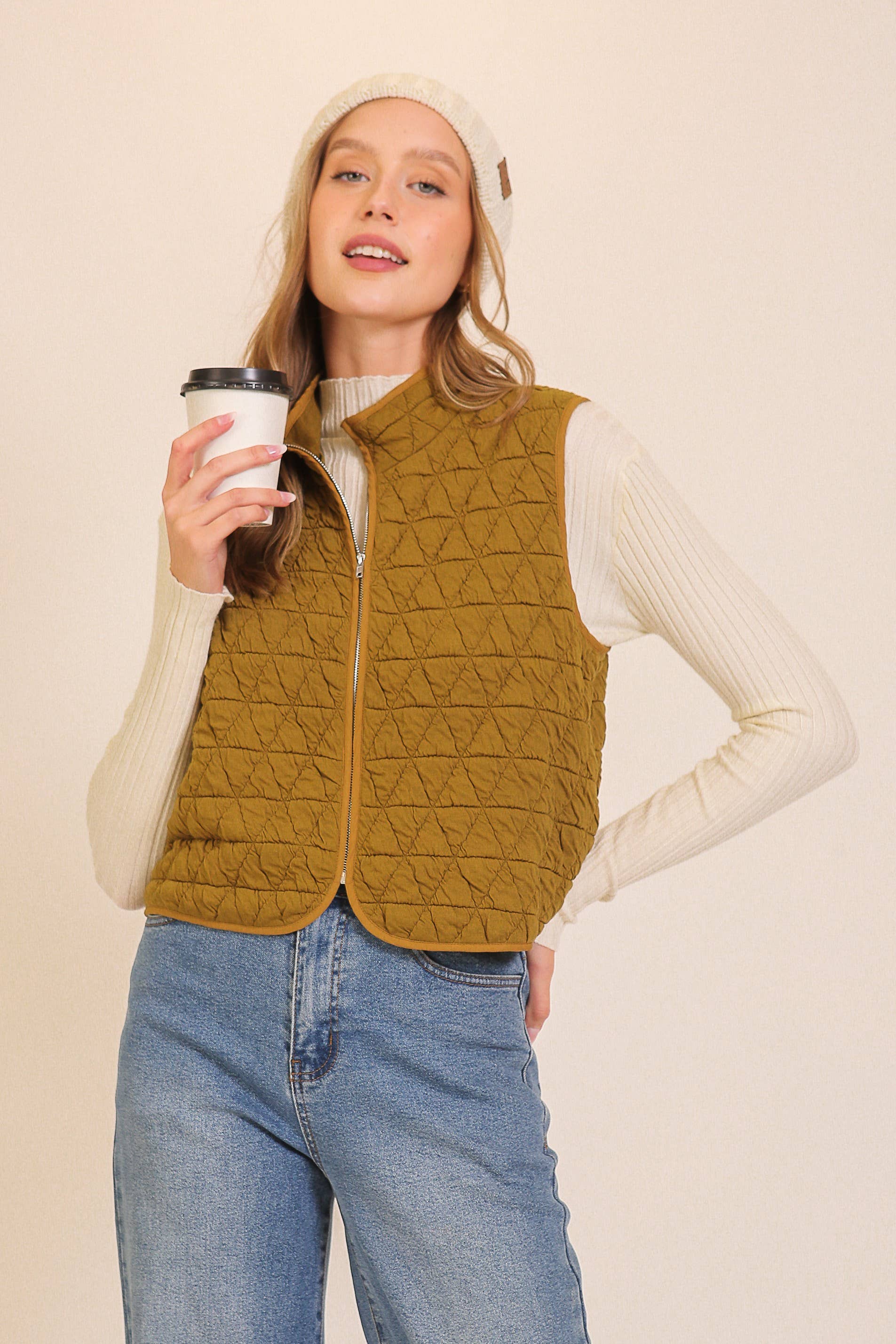 Quilted Zip-up Vest