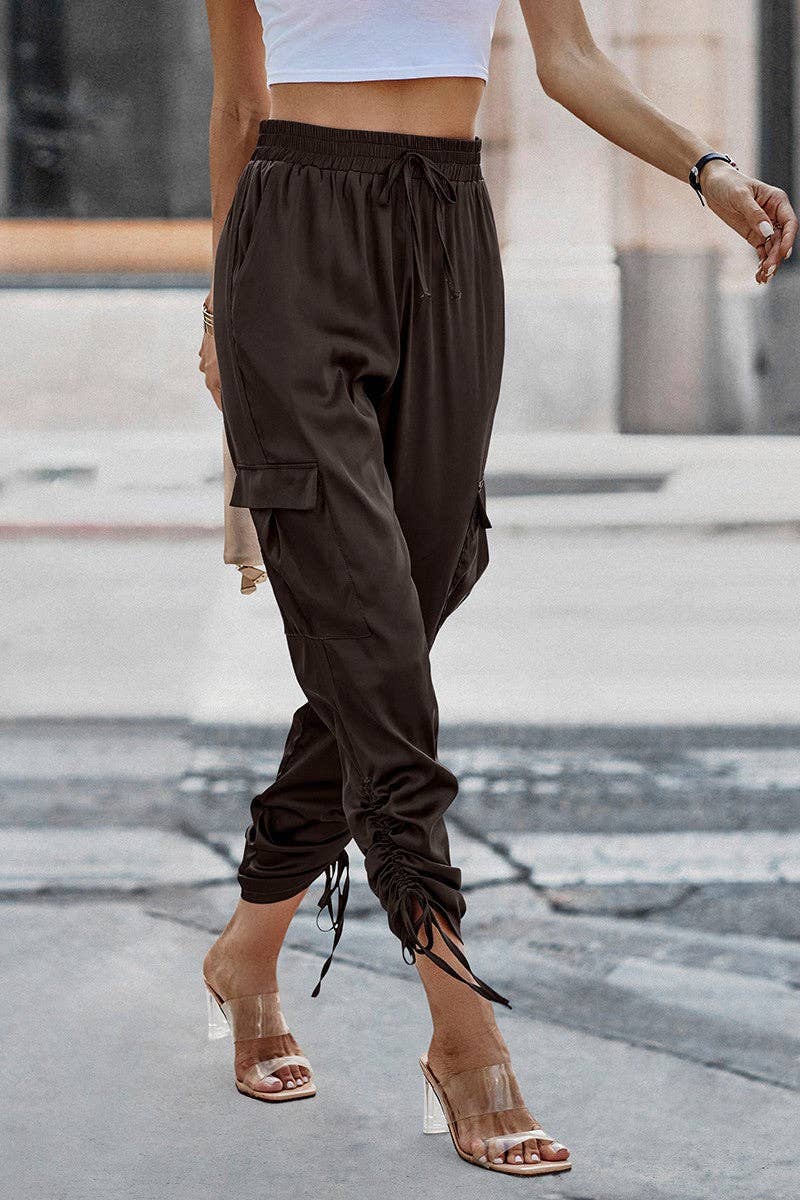 Slim Satin Cargo Pants