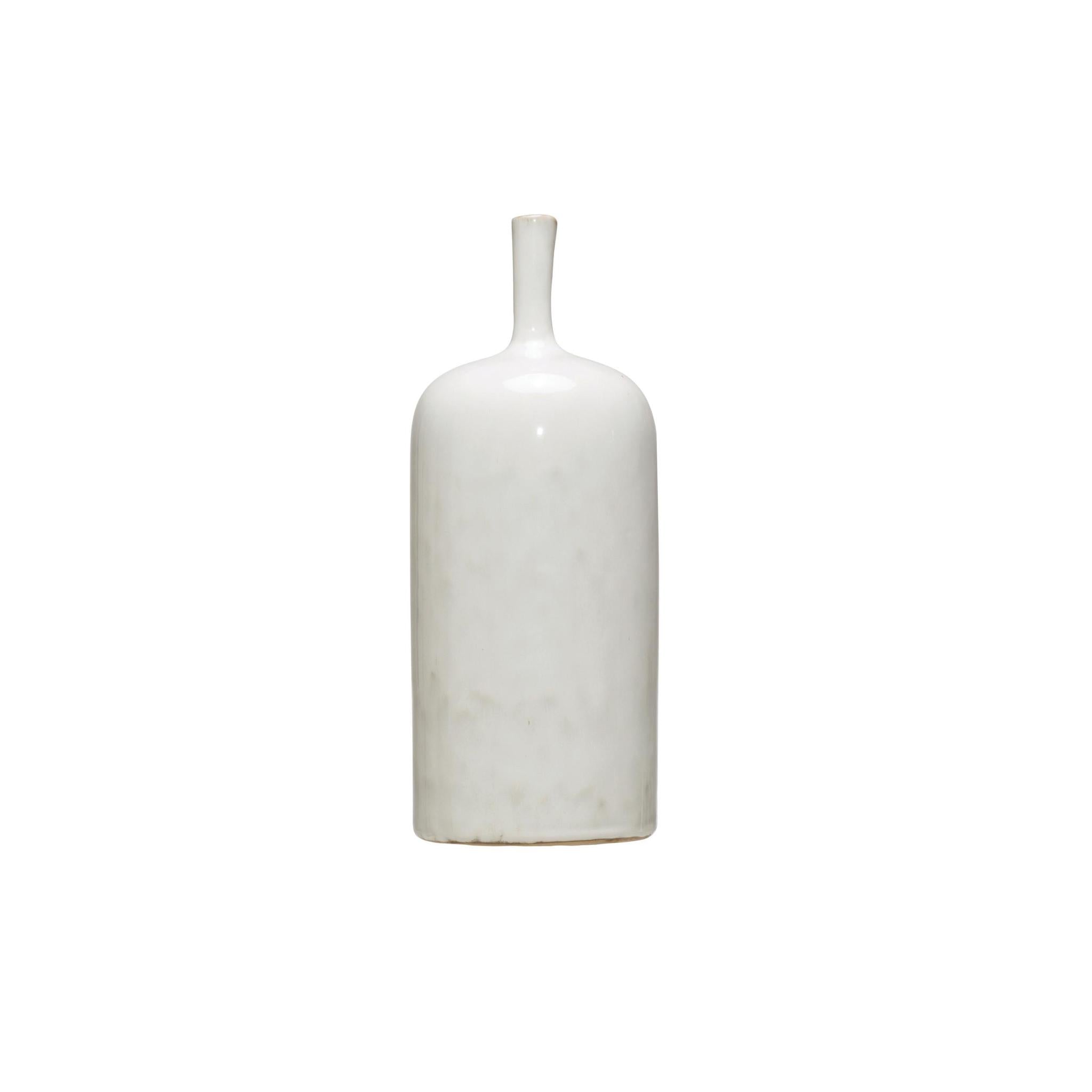 Stoneware vase w/ Thin Neck - White