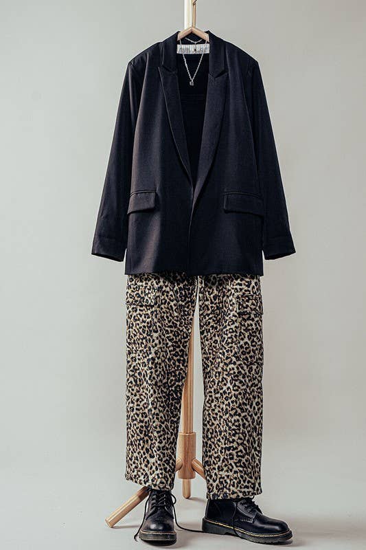 Cropped Leopard Cargo Pants