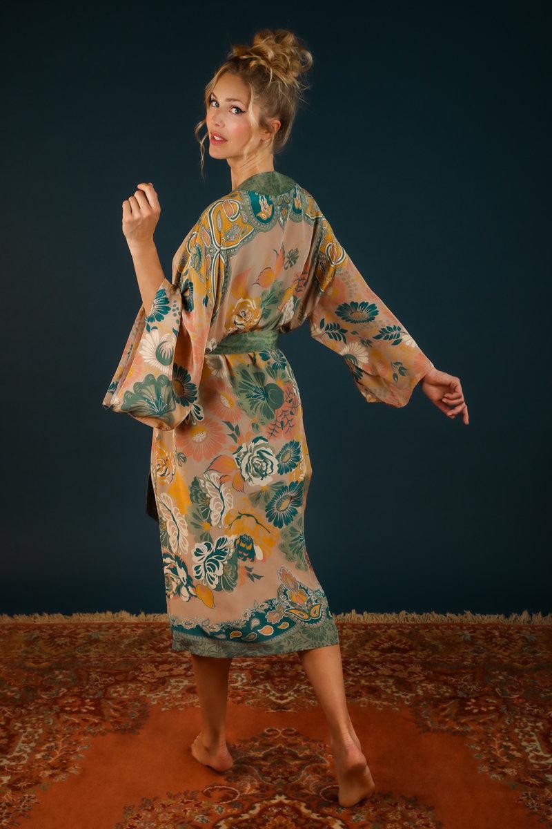 Folk Art Floral Kimono Gown - Petal