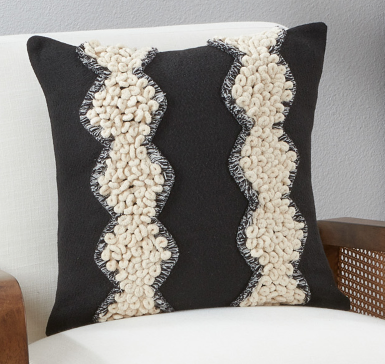 Square Yarn & Lace Applique Pillow