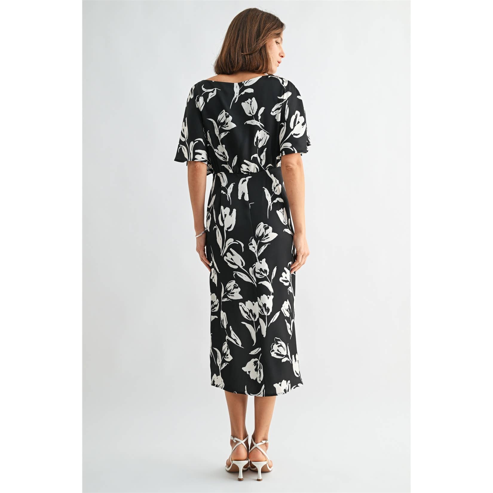 Floral Satin Wrap Dress