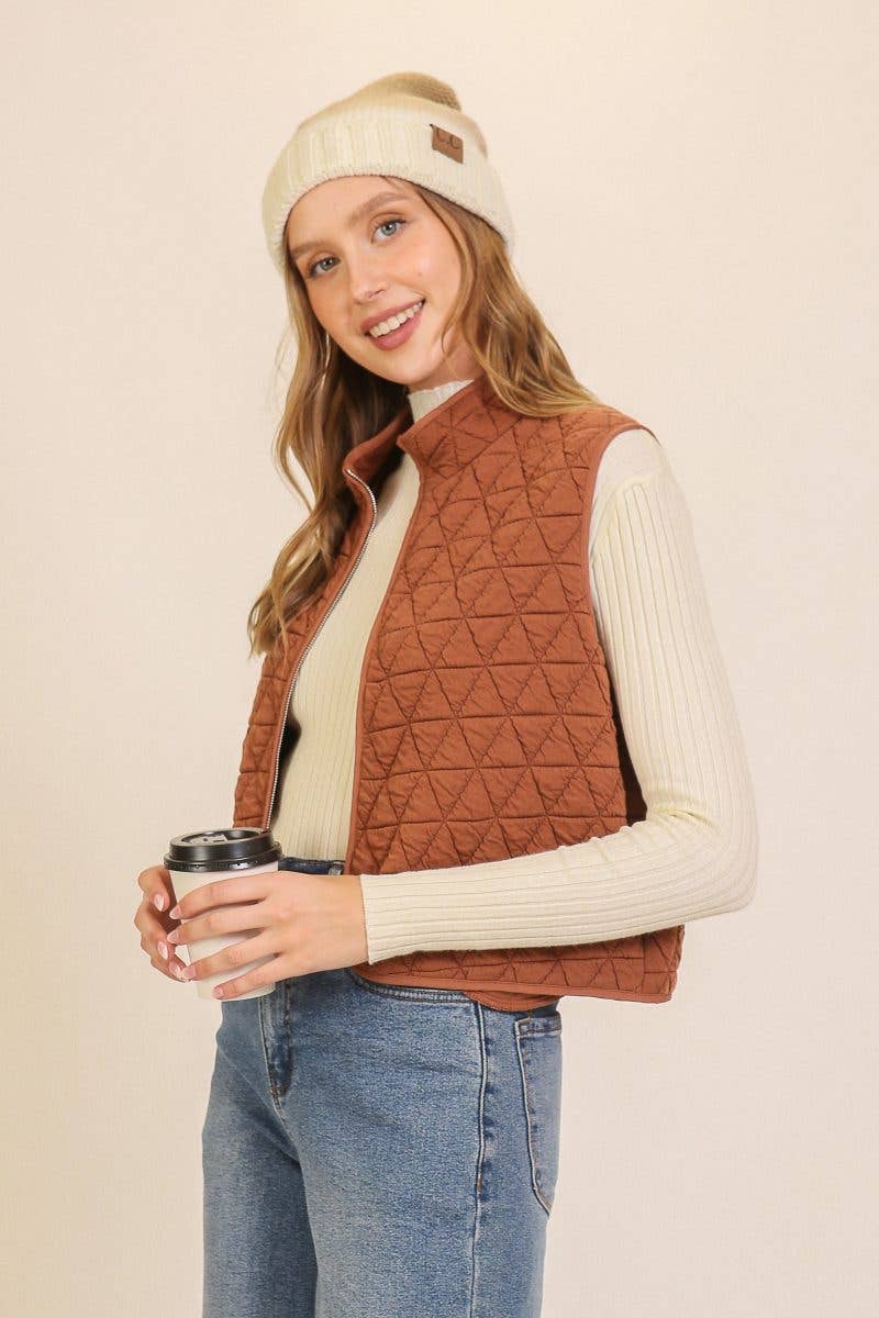 Quilted Zip-up Vest