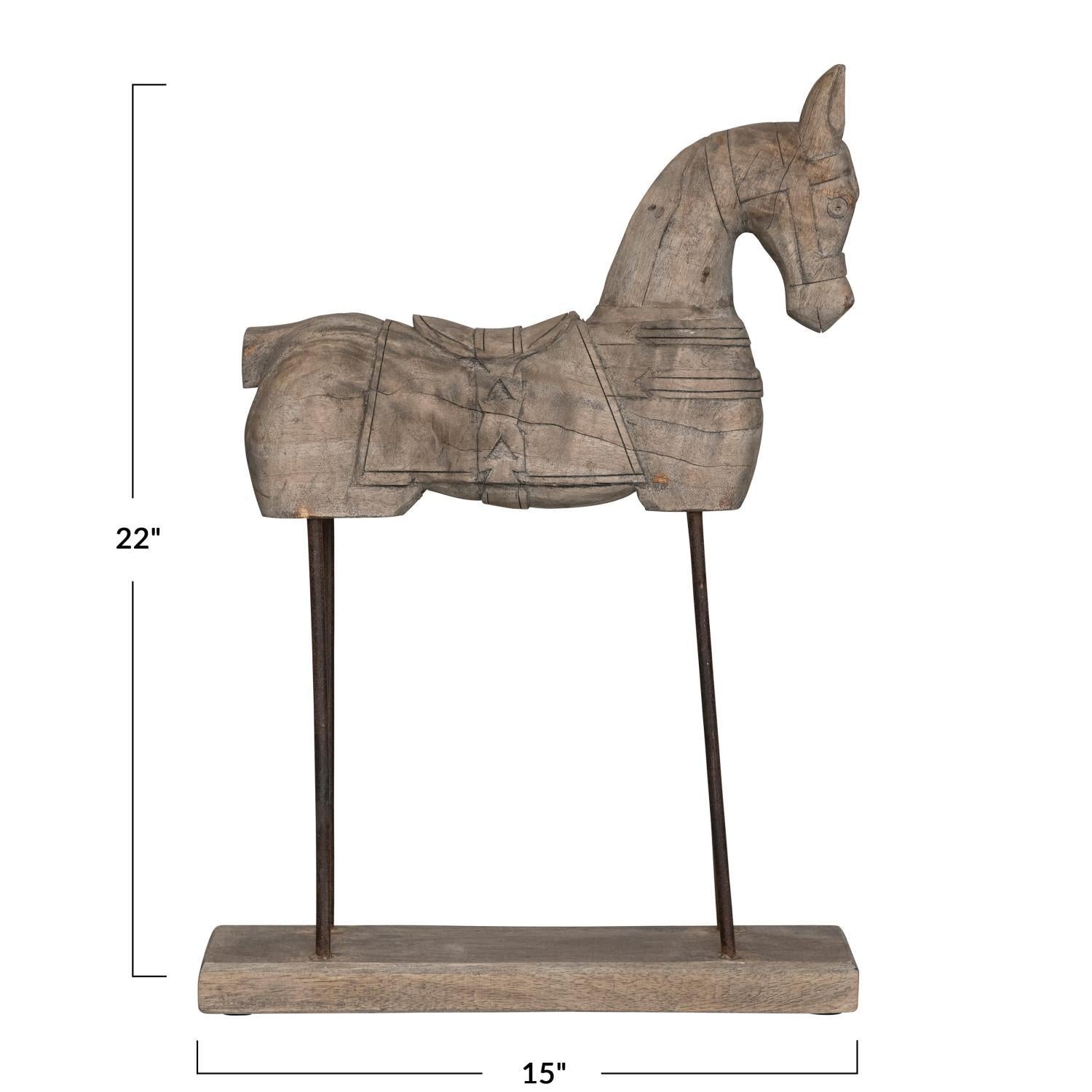 Wood Horse on Stand