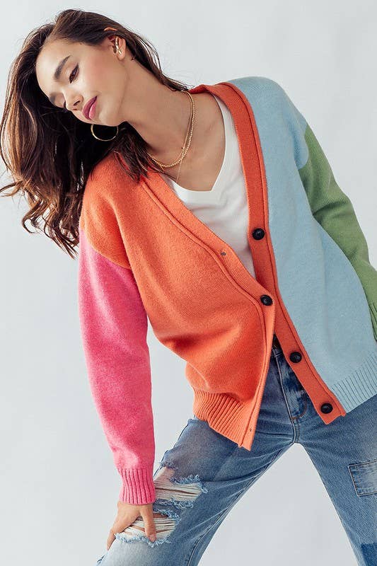 V-Neck Cardigan - Sherbert